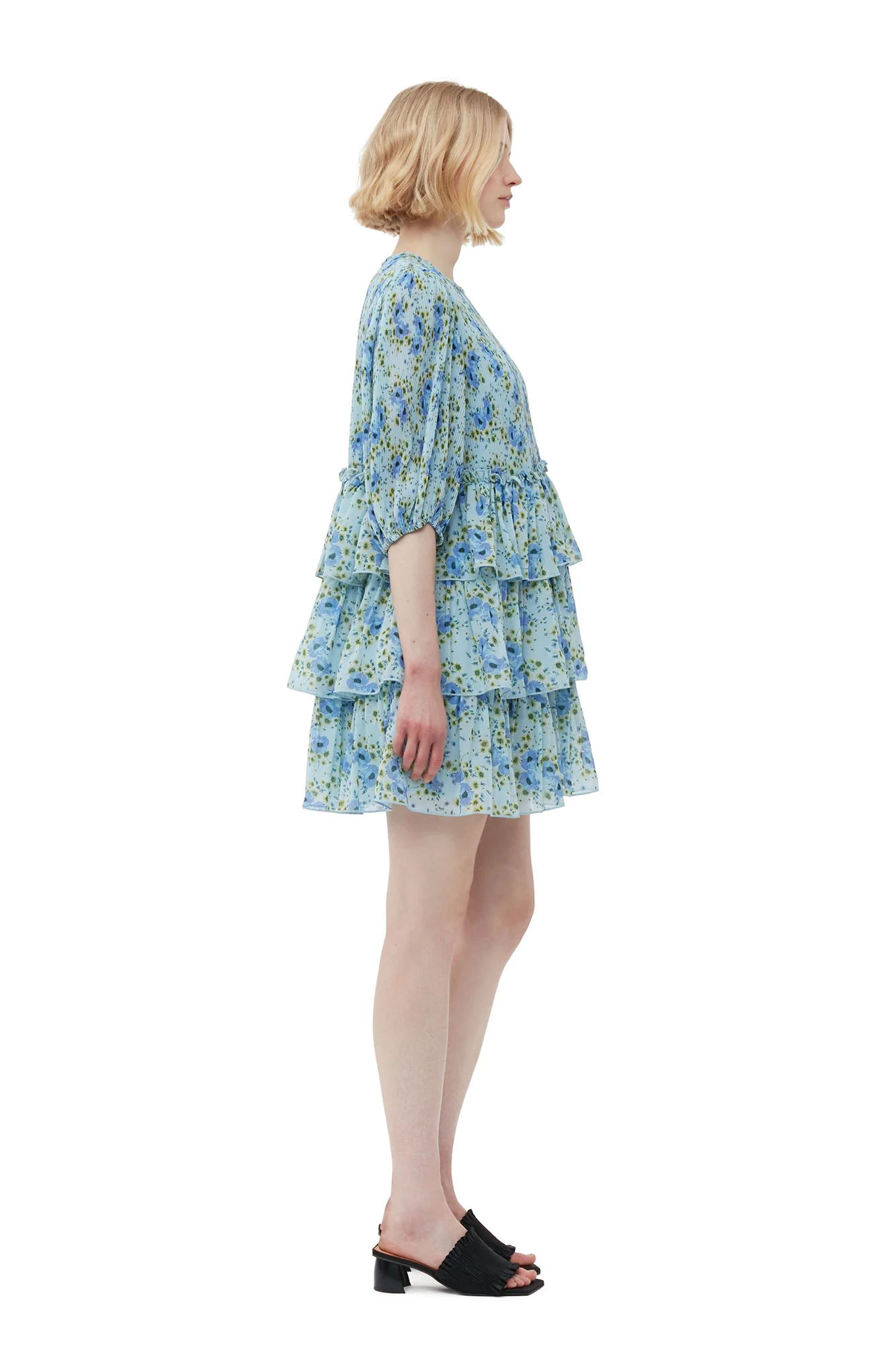 Pleated Georgette Mini Dress | Ice Water - Image 5