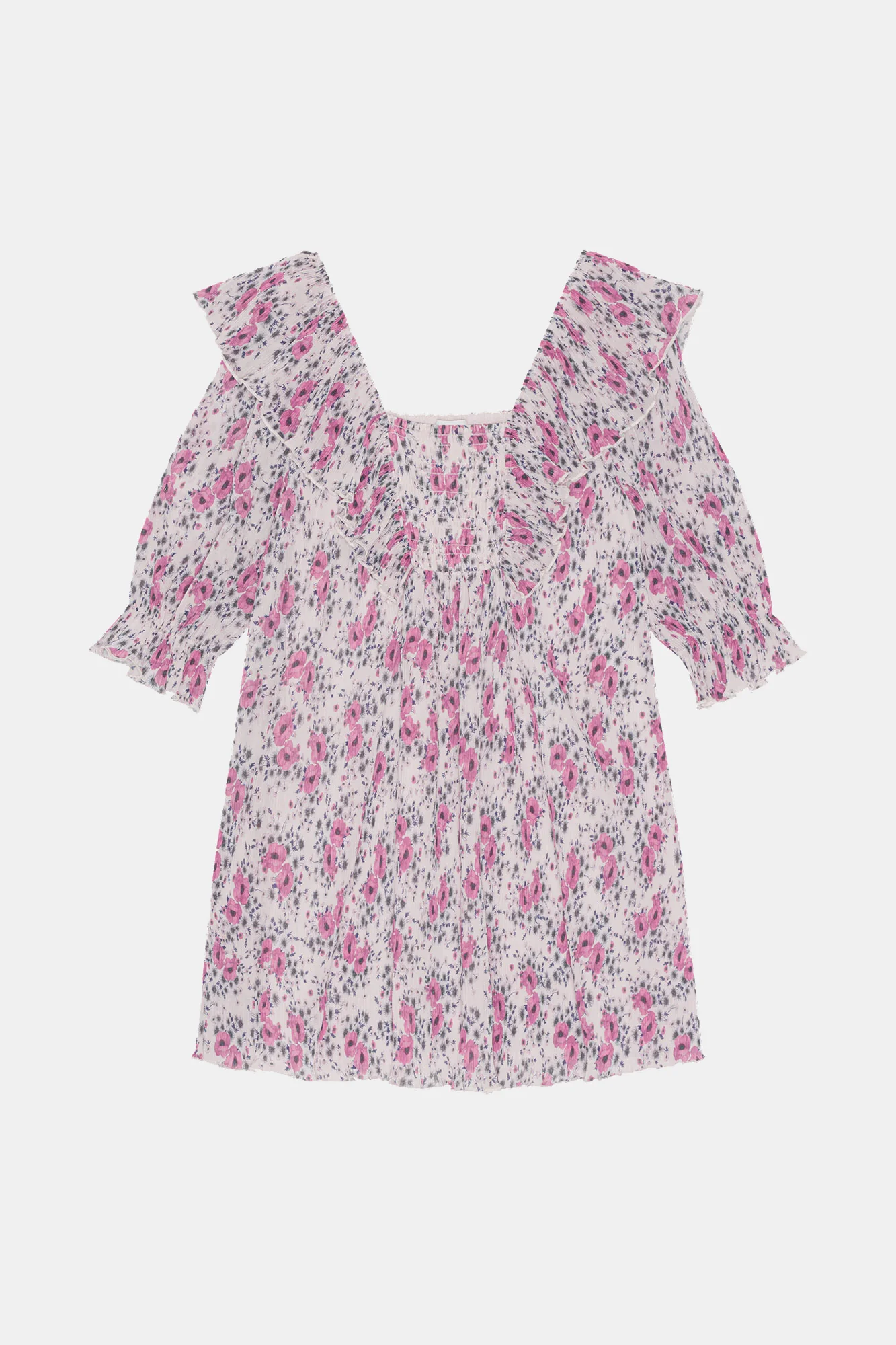 Pleated Georgette Ruffle Mini Dress | Mauve Chalk