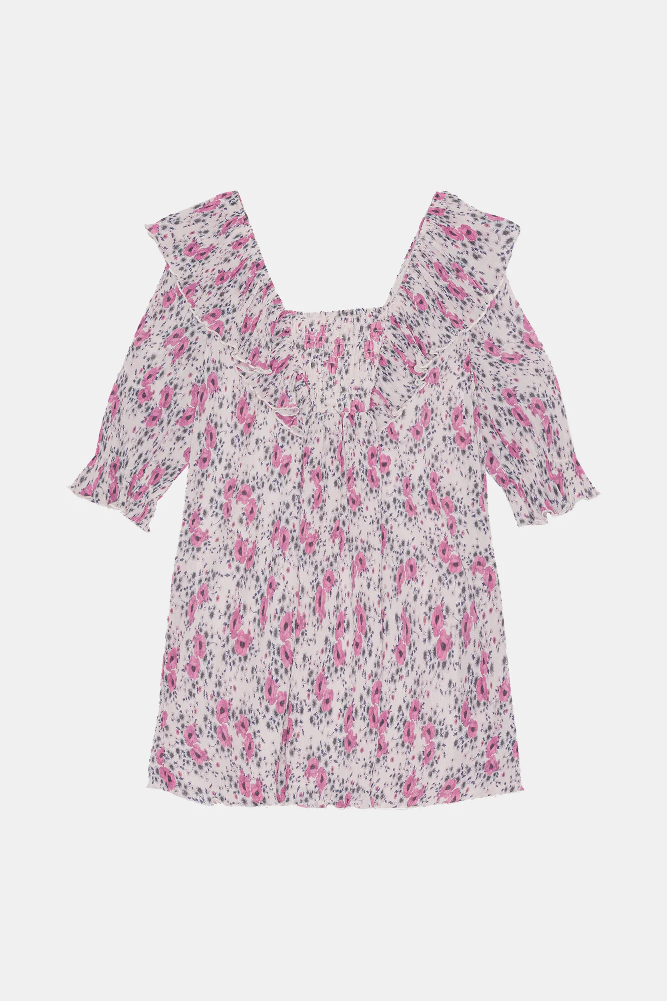 Pleated Georgette Ruffle Mini Dress | Mauve Chalk - Image 2