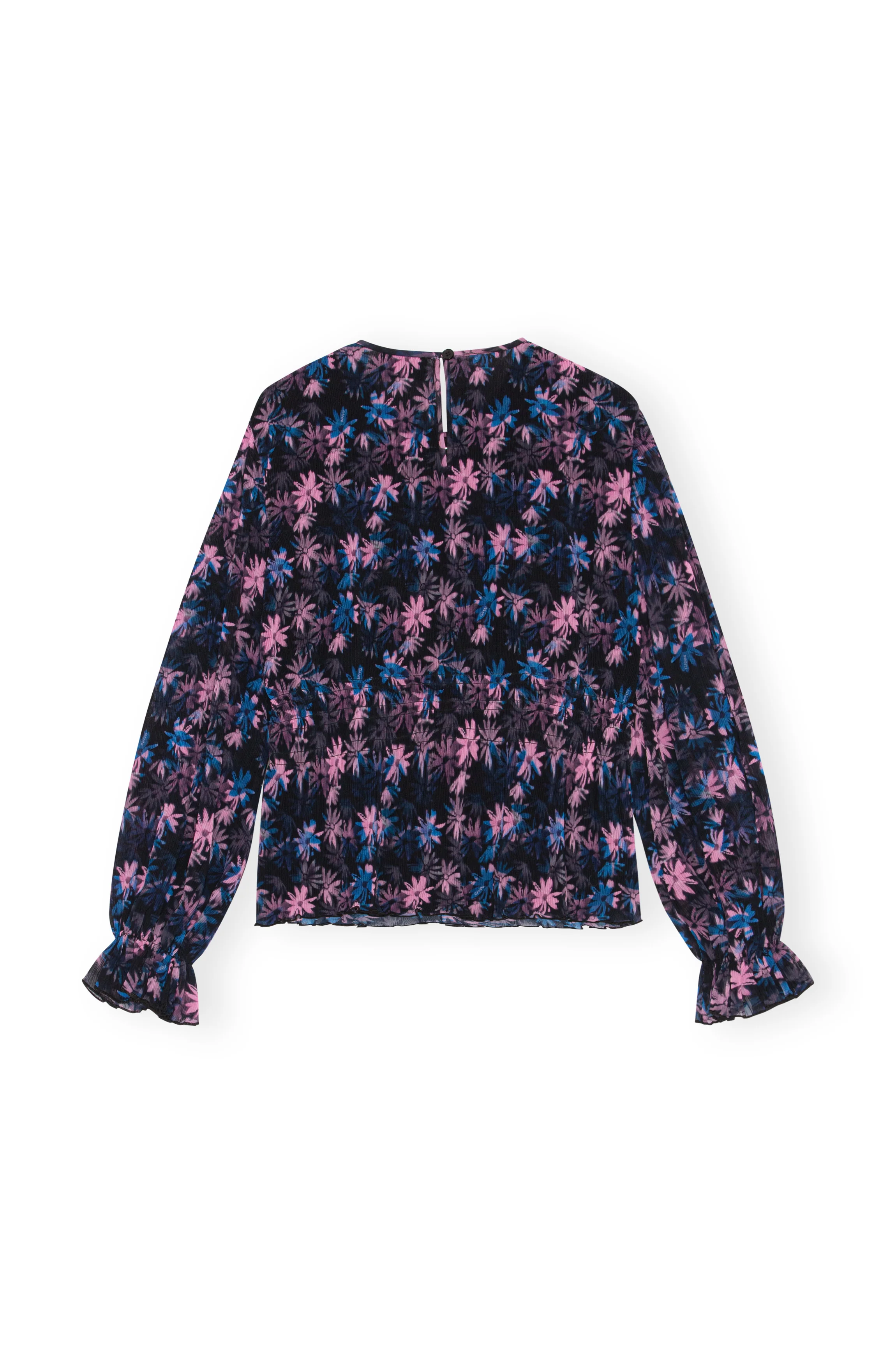 Pleated Georgette Smock Blouse | Daisy Spray Lilac Sachet - Image 2