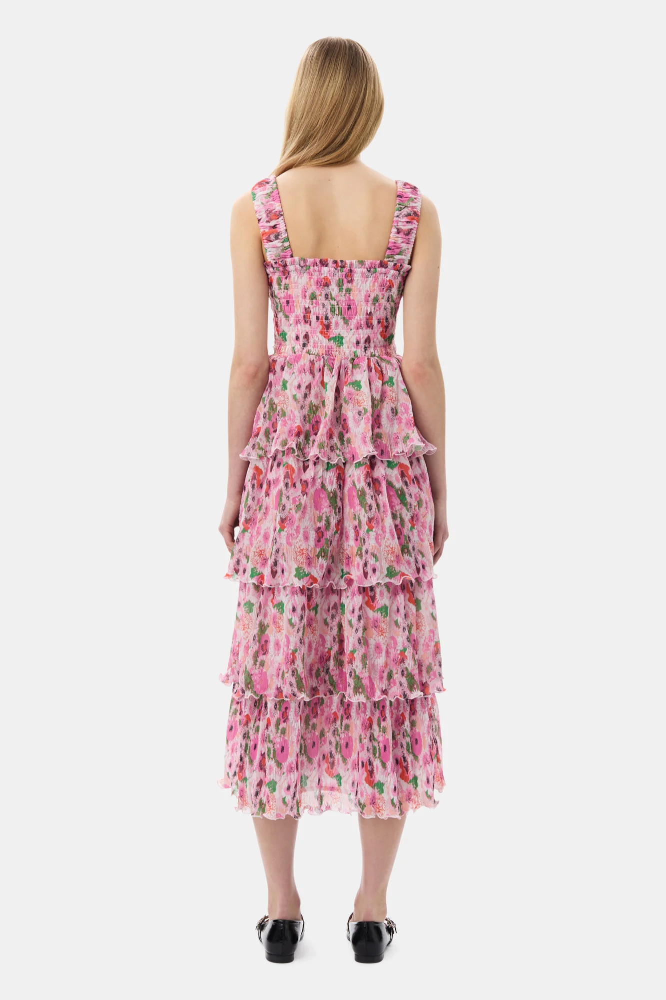 Pleated Georgette Smock Midi Dress | Sugar Plum - Image 10