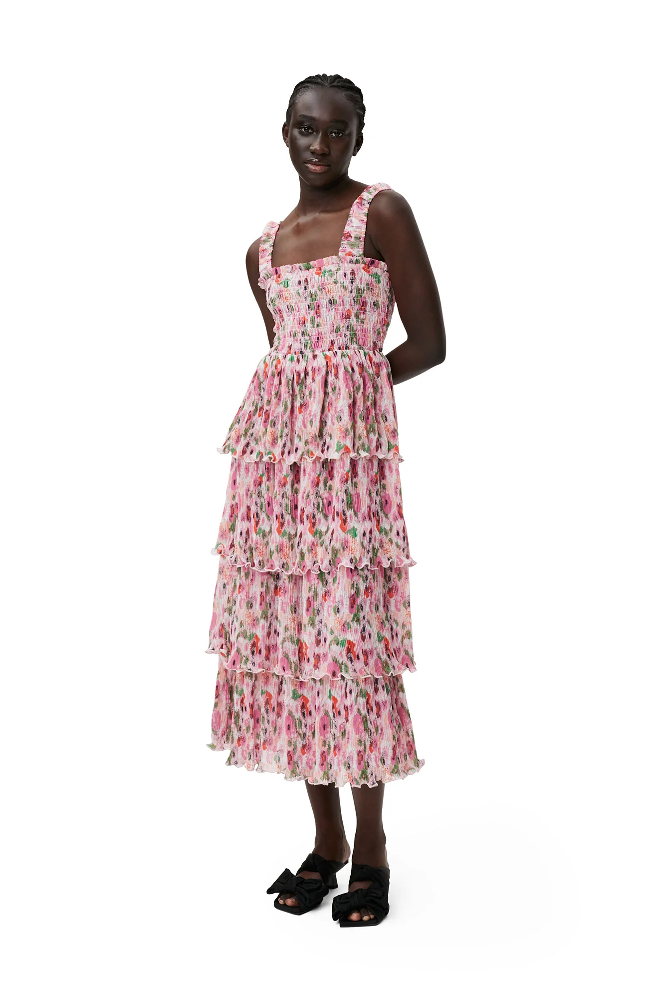 Pleated Georgette Smock Midi Dress | Sugar Plum - Image 3