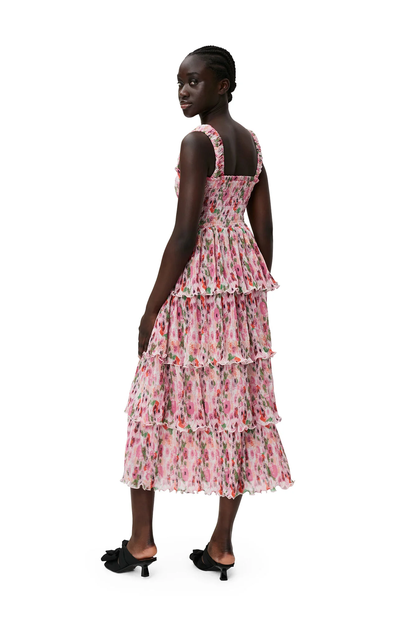 Pleated Georgette Smock Midi Dress | Sugar Plum - Image 5