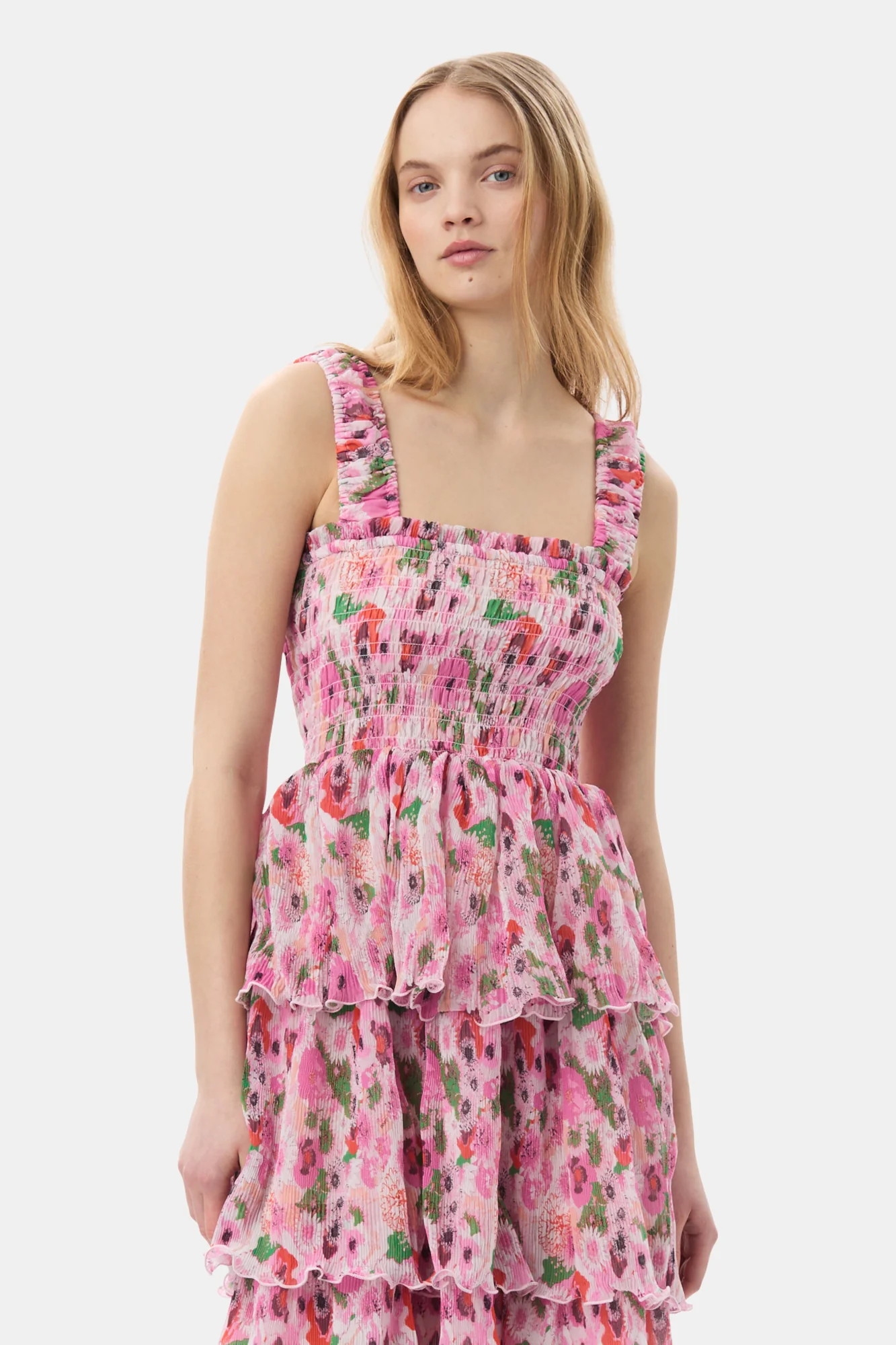 Pleated Georgette Smock Midi Dress | Sugar Plum - Image 6