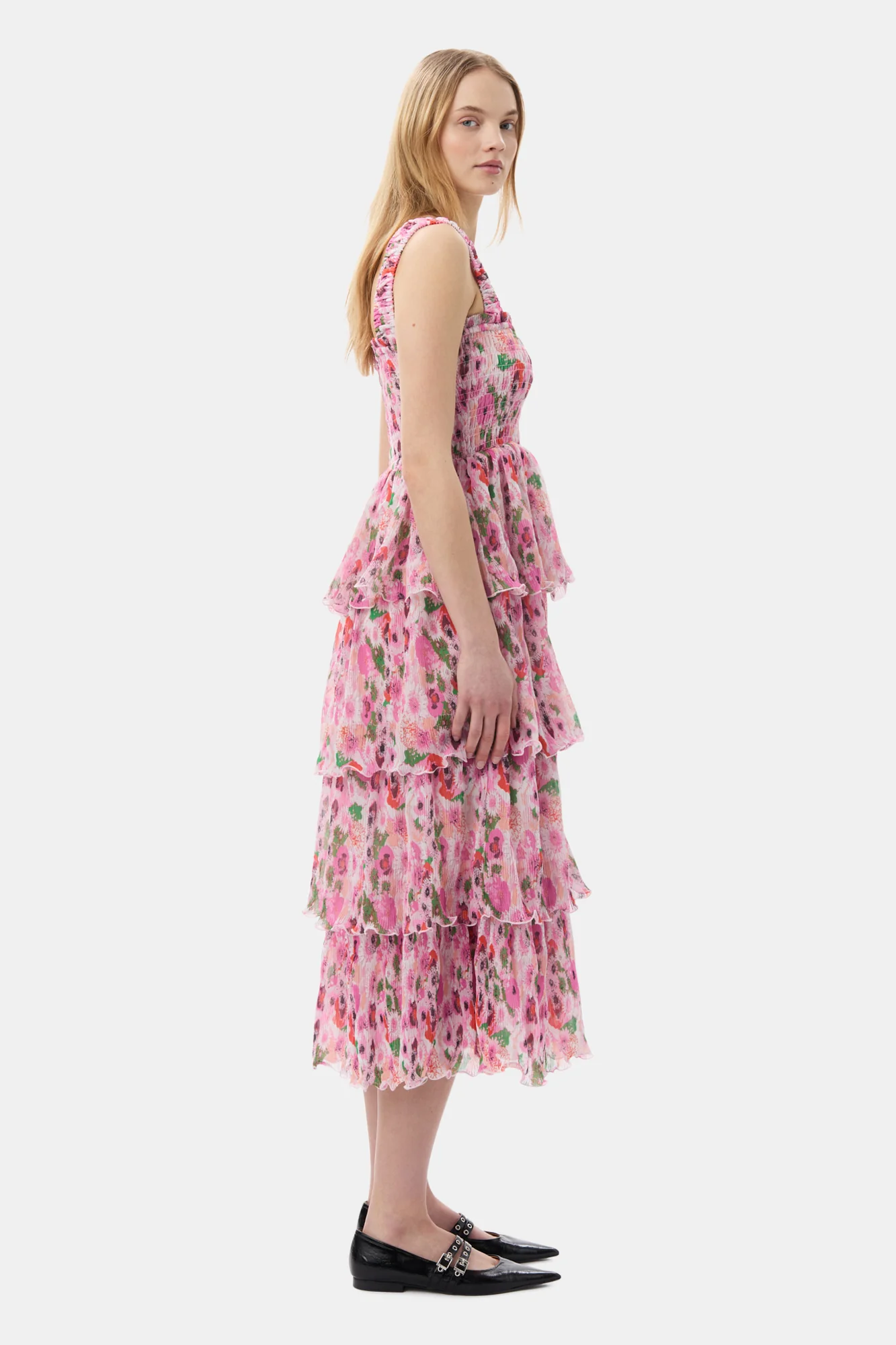 Pleated Georgette Smock Midi Dress | Sugar Plum - Image 8