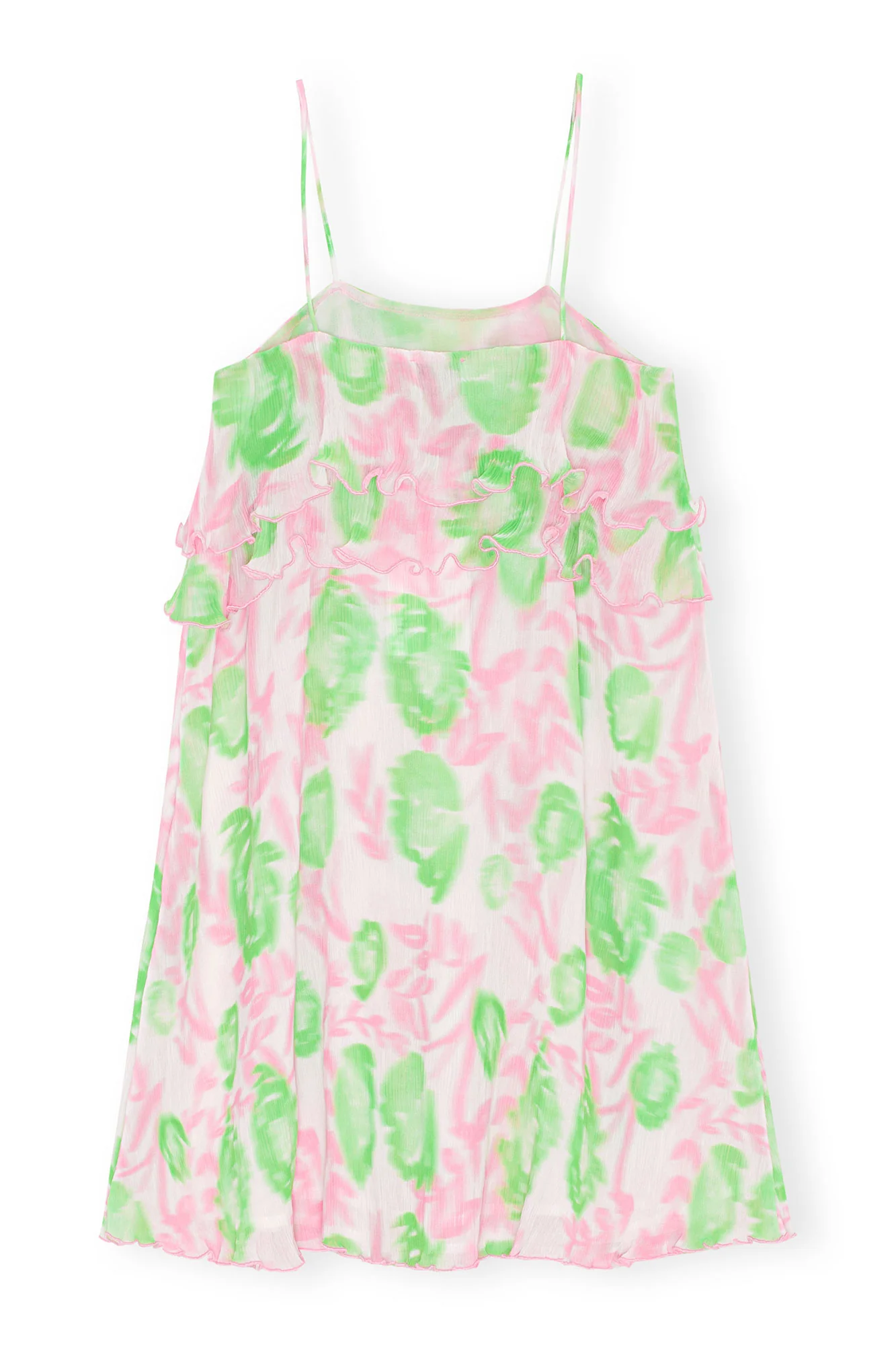 Pleated Georgette Strap Mini Dress | Pink Tulle - Image 2