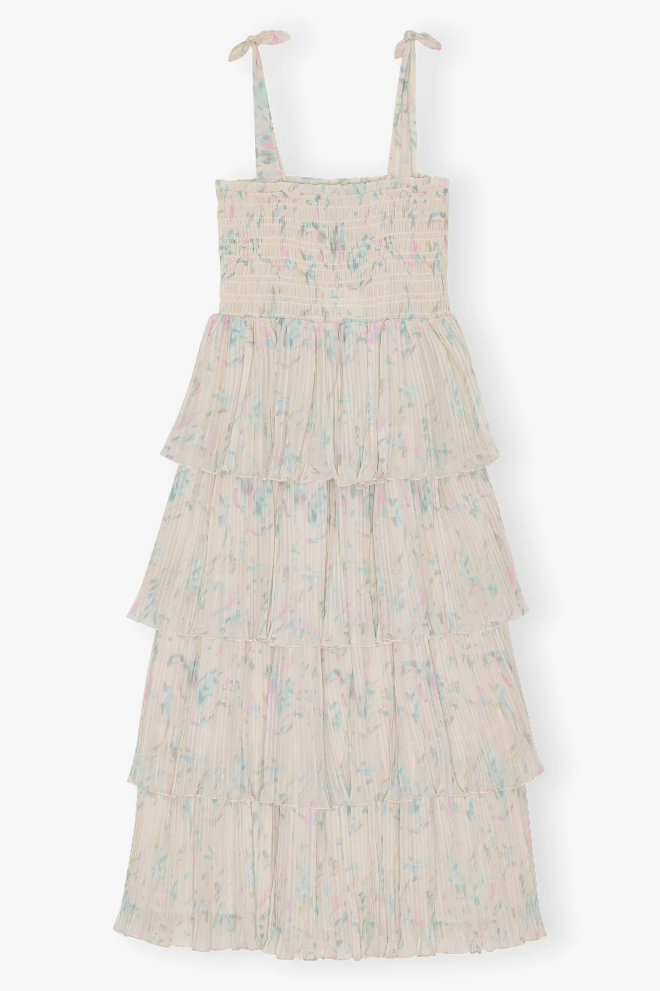 Pleated Georgette Strap Smock Midi Dress | Tofu