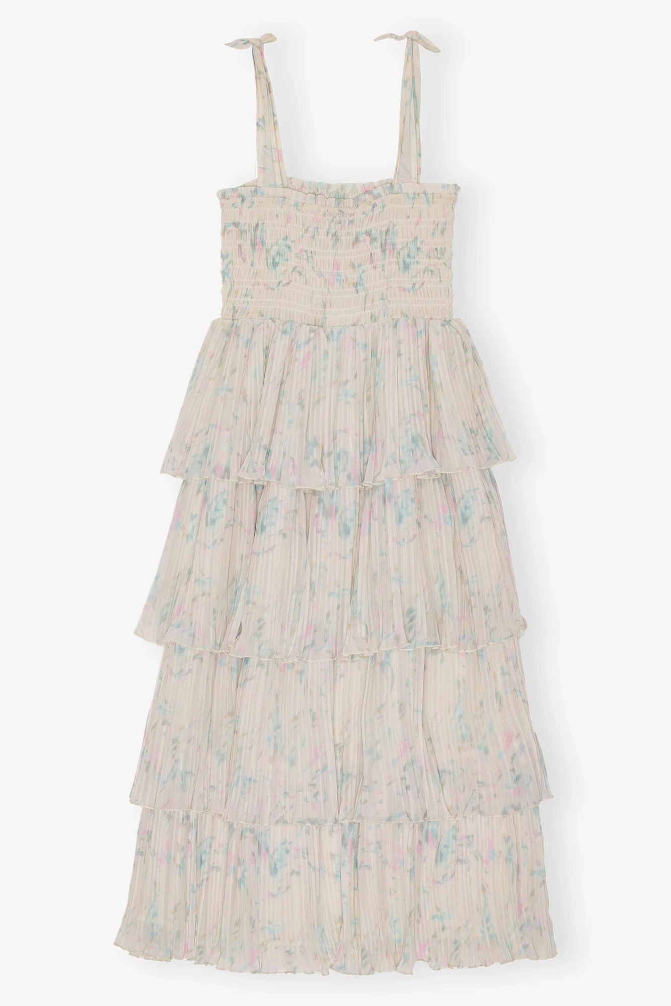 Pleated Georgette Strap Smock Midi Dress | Tofu - Image 2