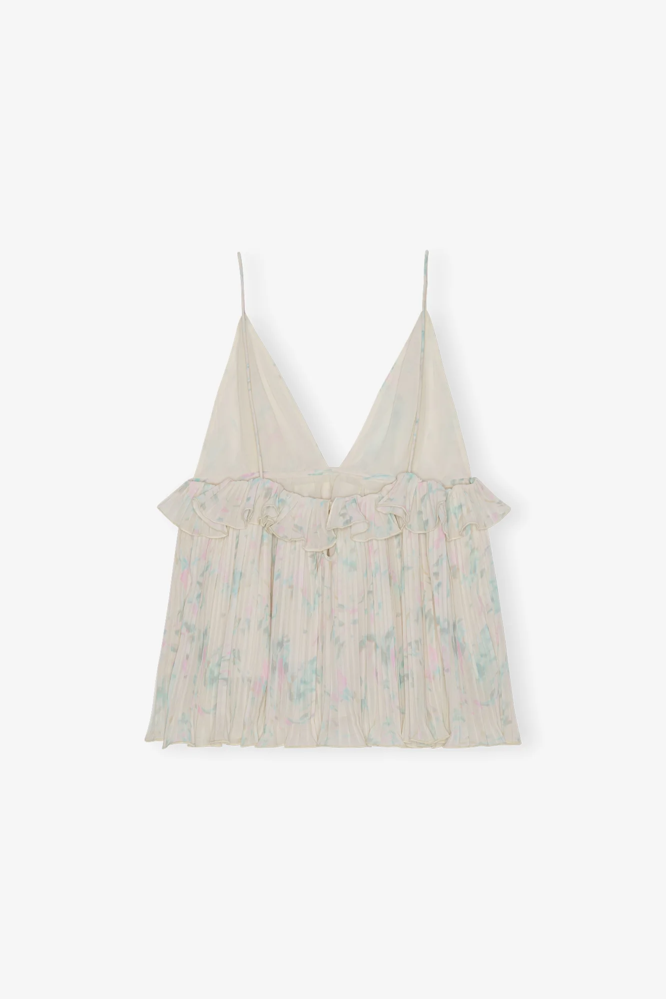 Pleated Georgette Strap Top | Tofu - Image 2