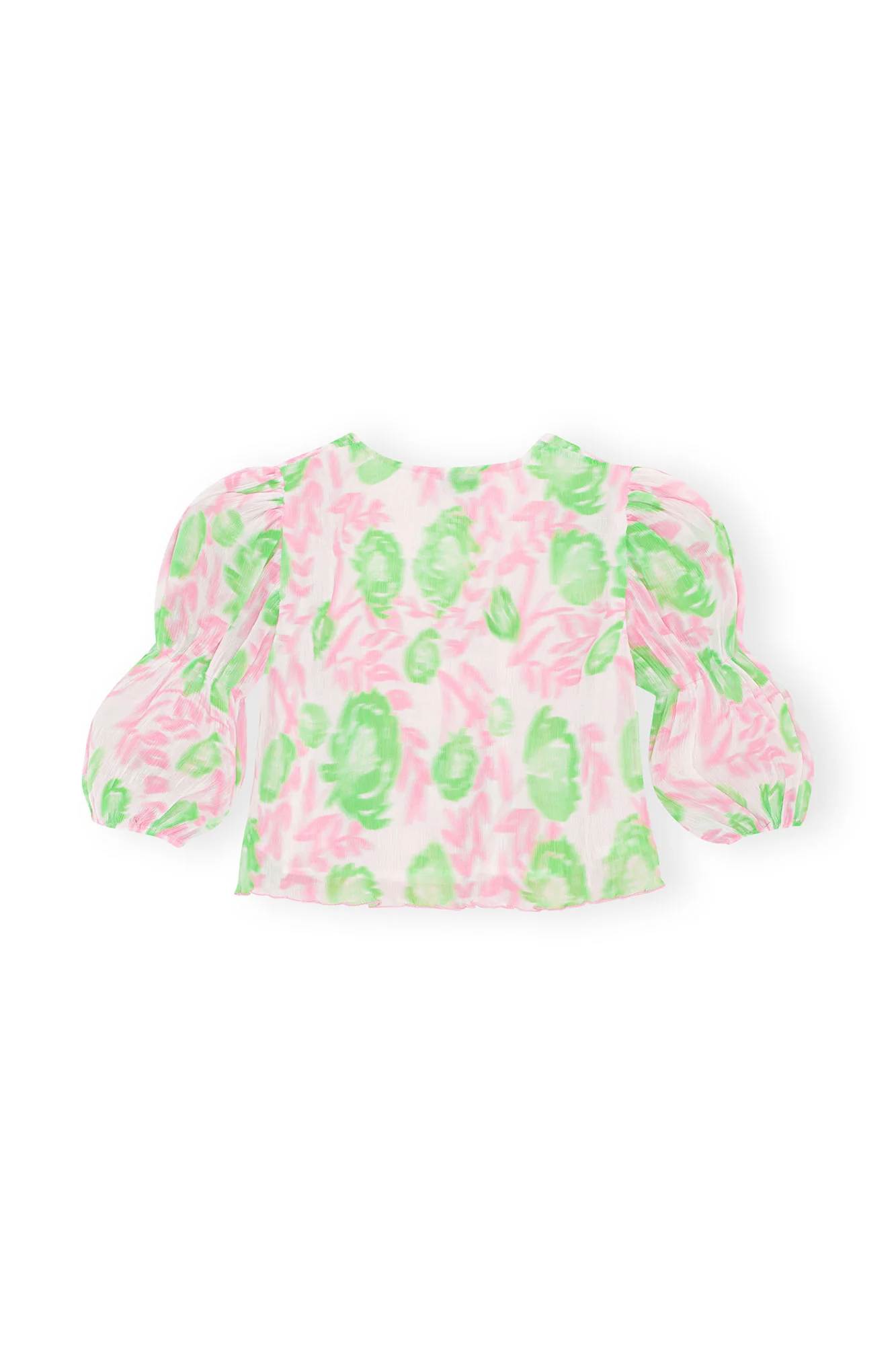 Pleated Georgette U-neck Blouse | Pink Tulle - Image 2