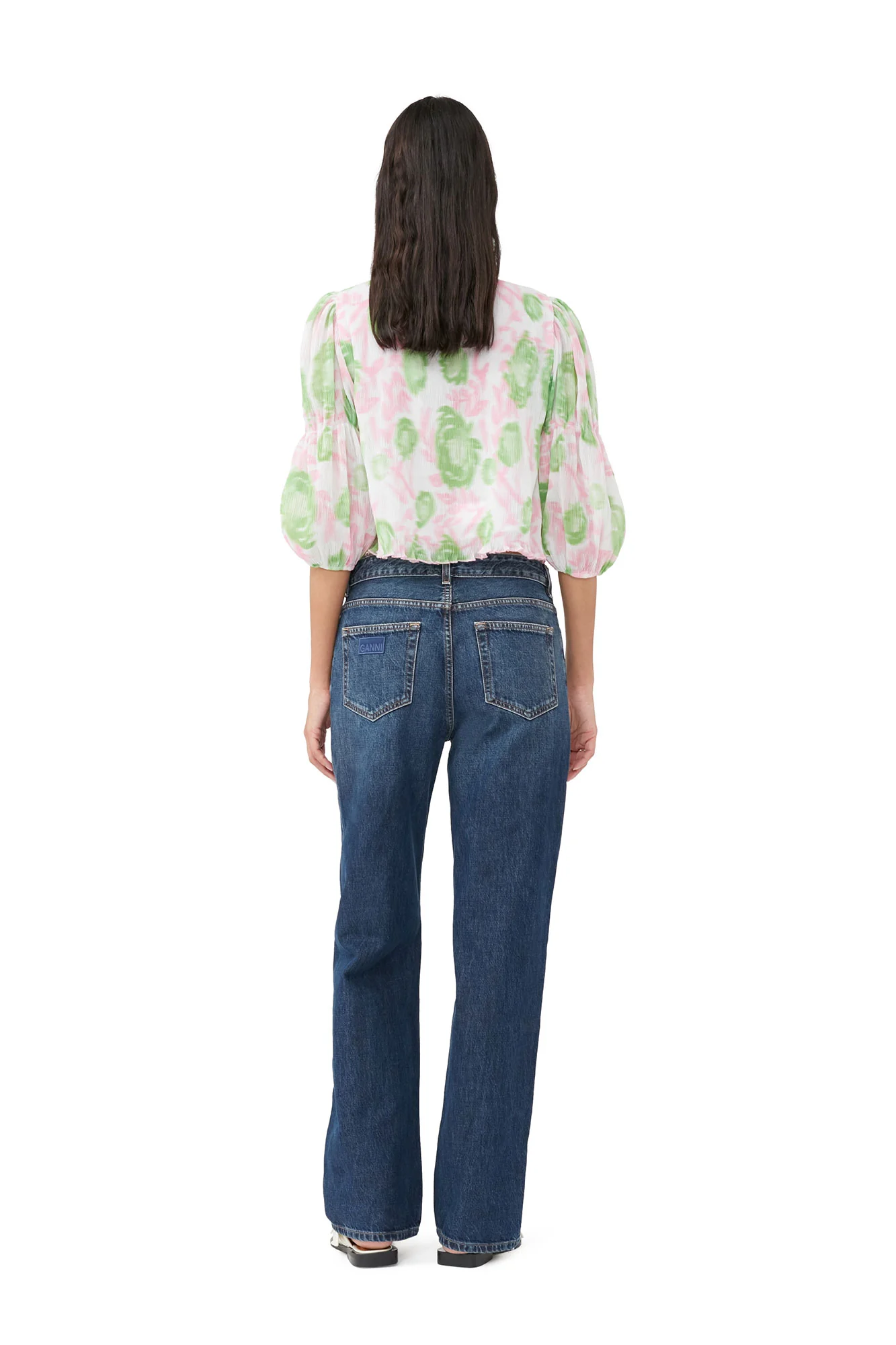 Pleated Georgette U-neck Blouse | Pink Tulle - Image 4