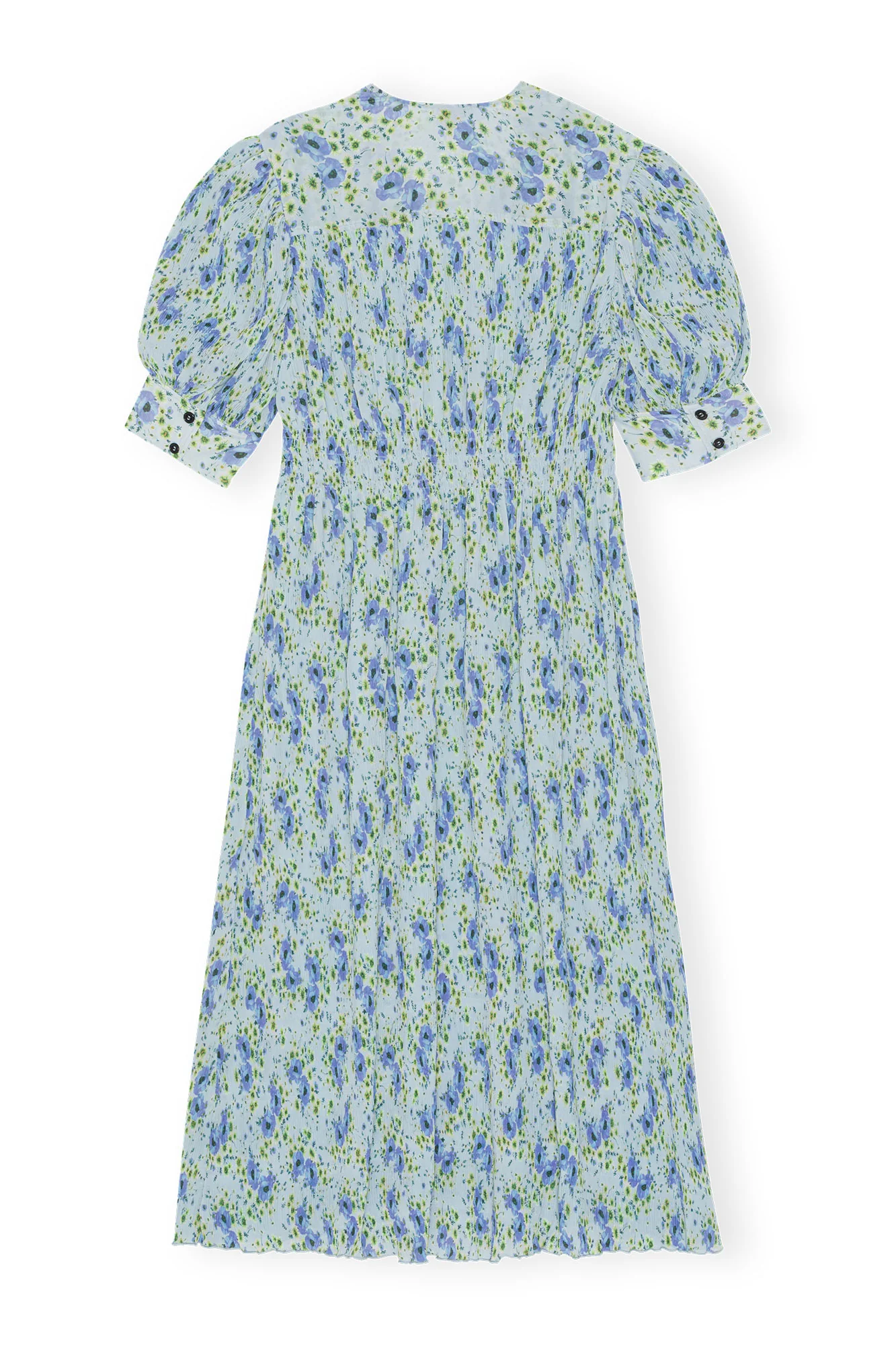 Pleated Georgette V-Neck Smock Midi Dress | Ice Water - Image 2