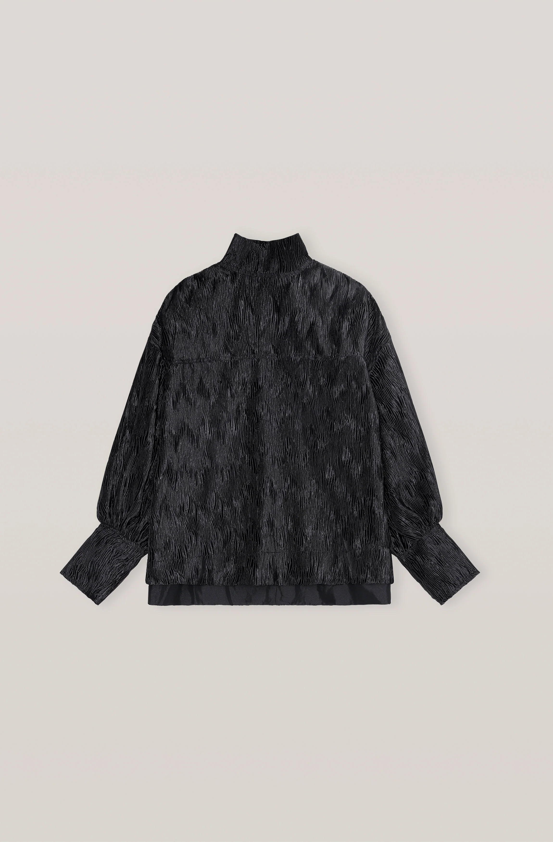 Pleated Satin Oversized Blouse | Black