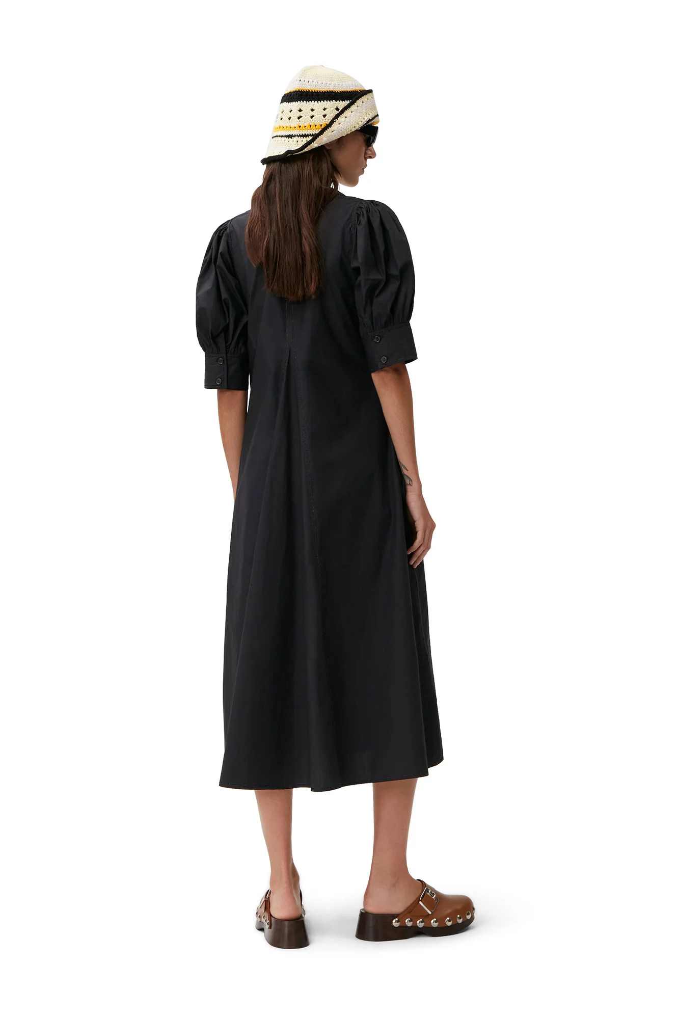 Poplin Midi Dress | Black - Image 4