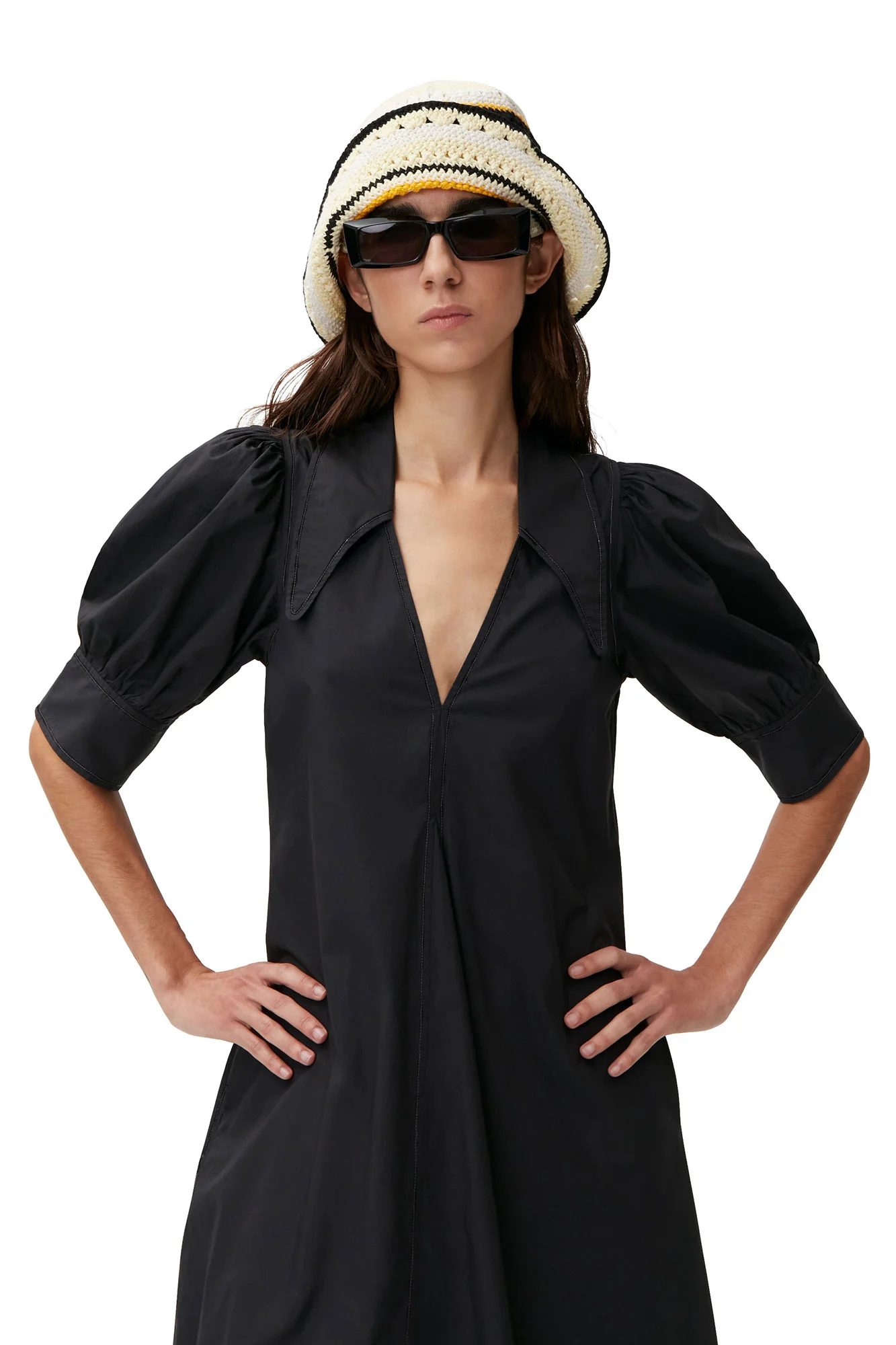 Poplin Midi Dress | Black - Image 5