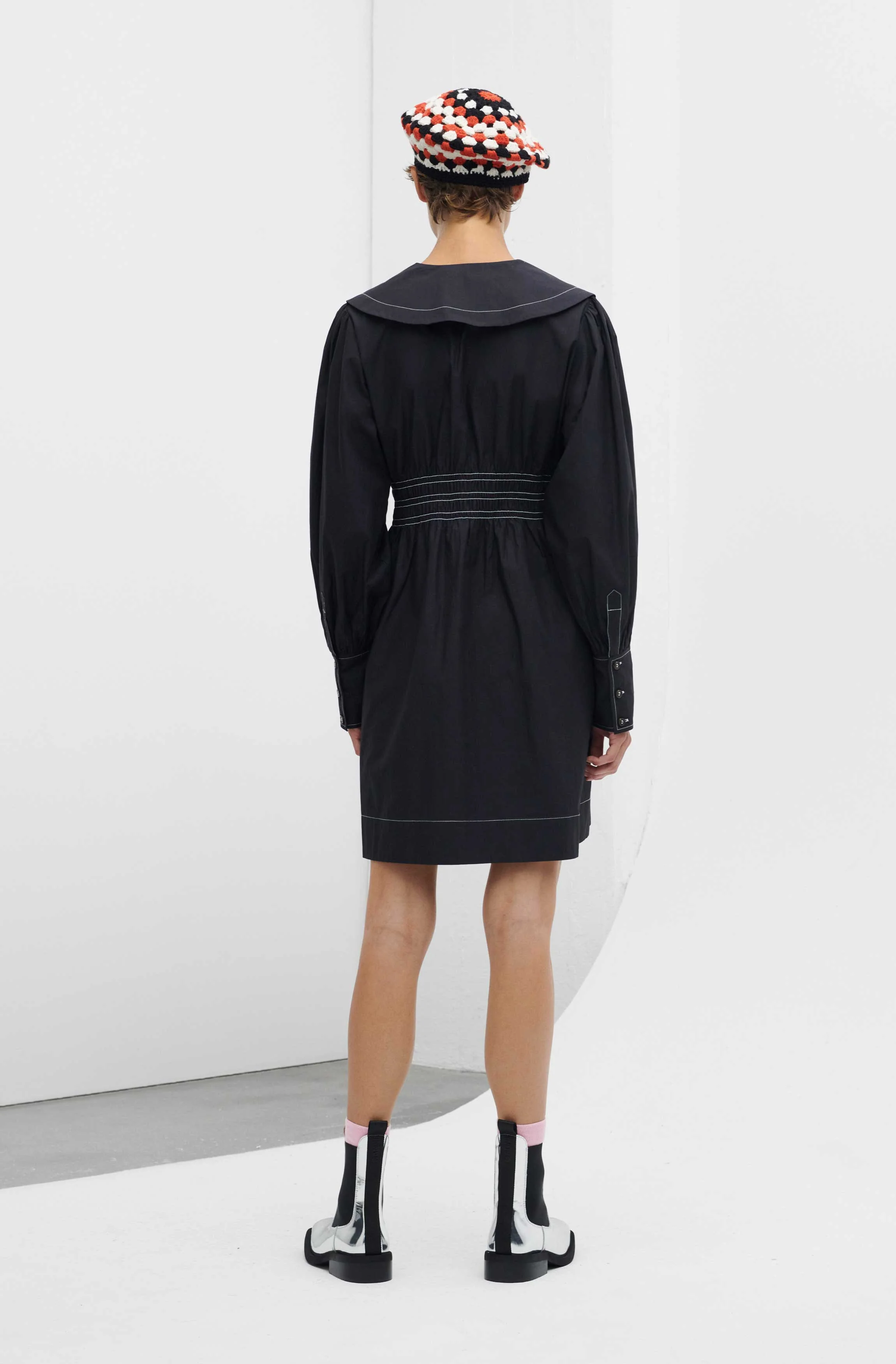 Poplin Mini Dress | Black - Image 4