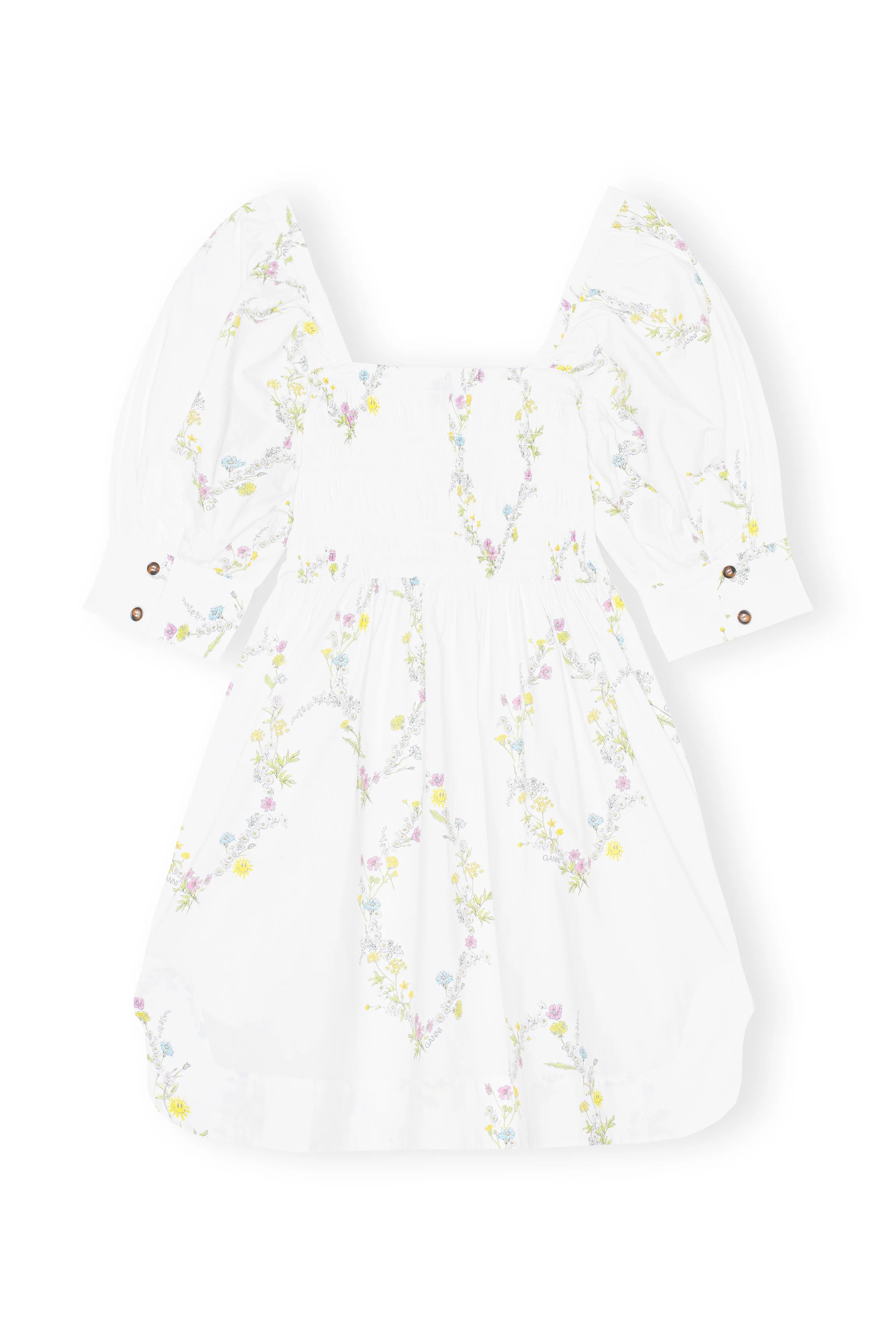 Poplin Mini Dress | Floral Shape Bright White - Image 2