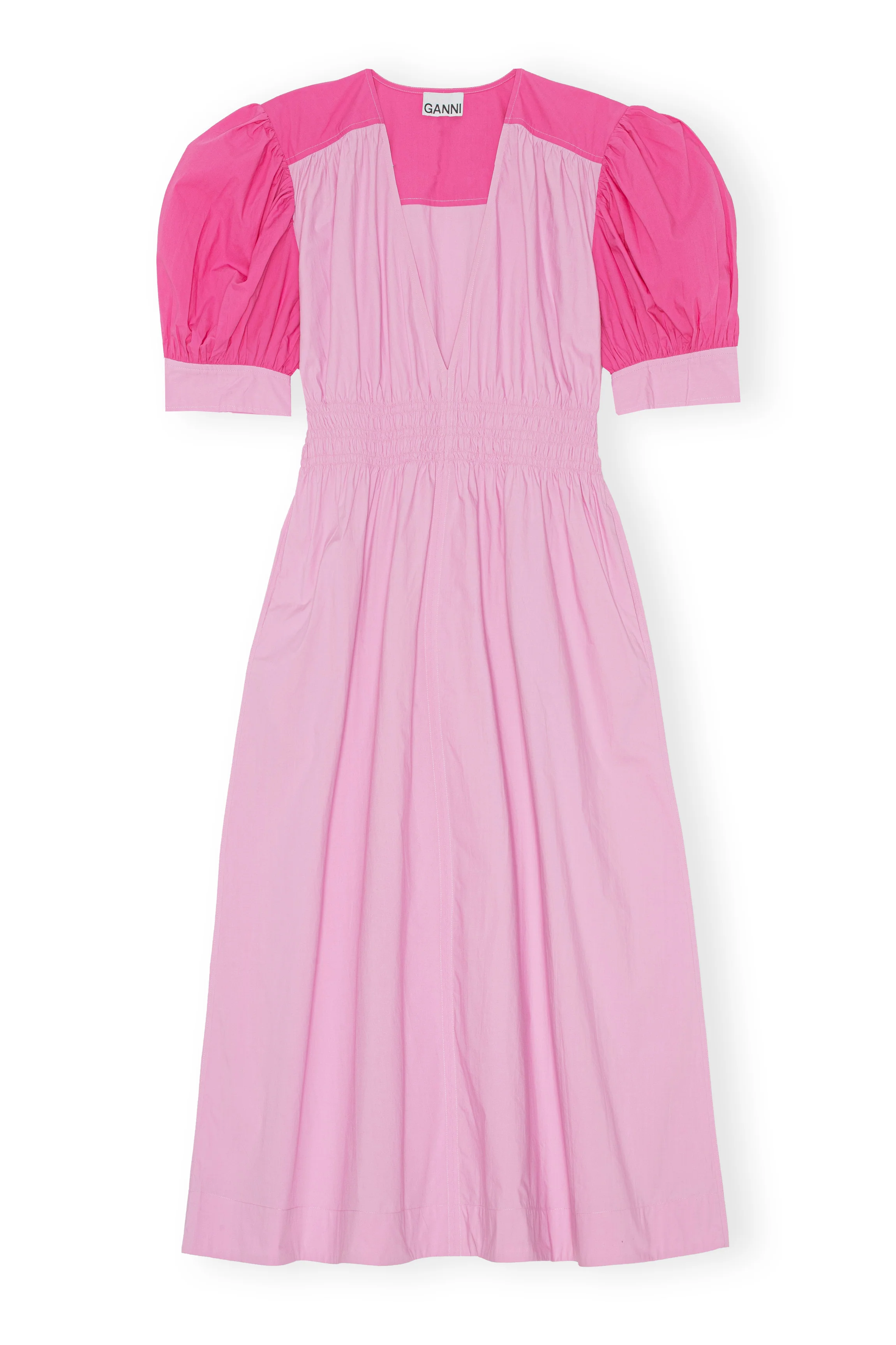 Poplin V-Neck Midi Dress | Phlox Pink