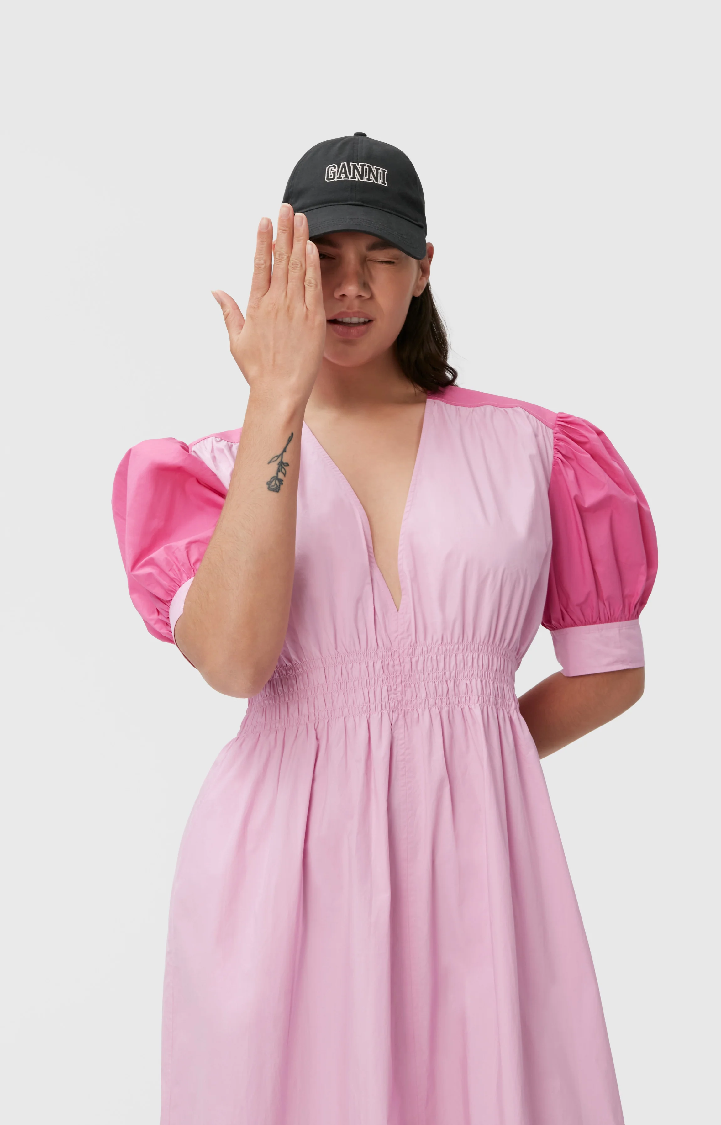 Poplin V-Neck Midi Dress | Phlox Pink - Image 5