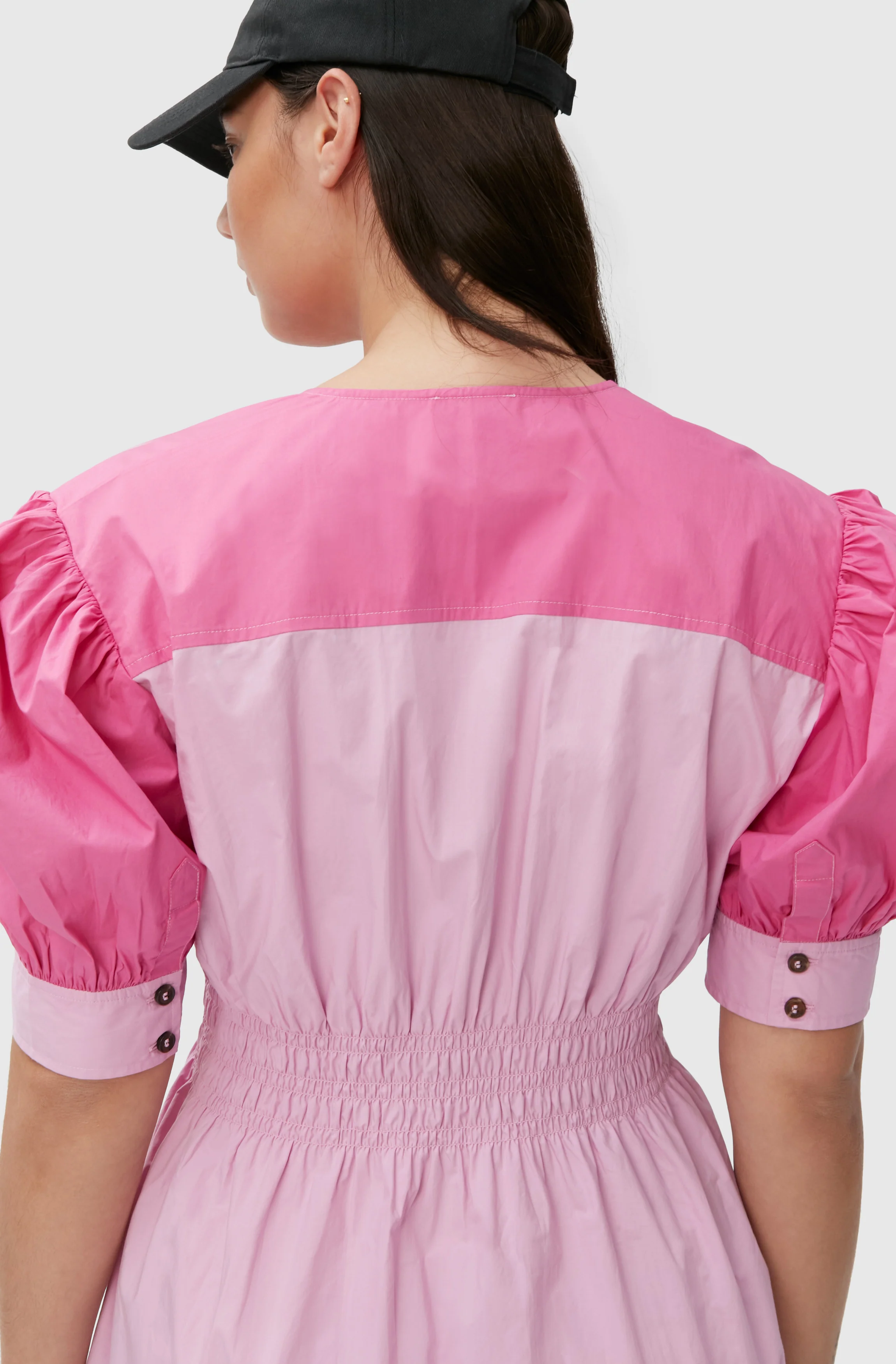 Poplin V-Neck Midi Dress | Phlox Pink - Image 6