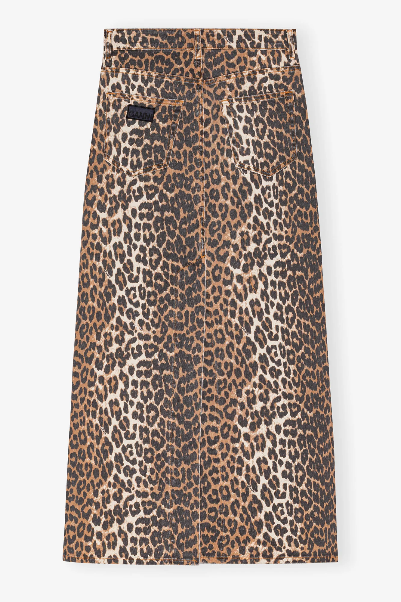 Print Denim Maxi Slit Skirt | Leopard - Image 2