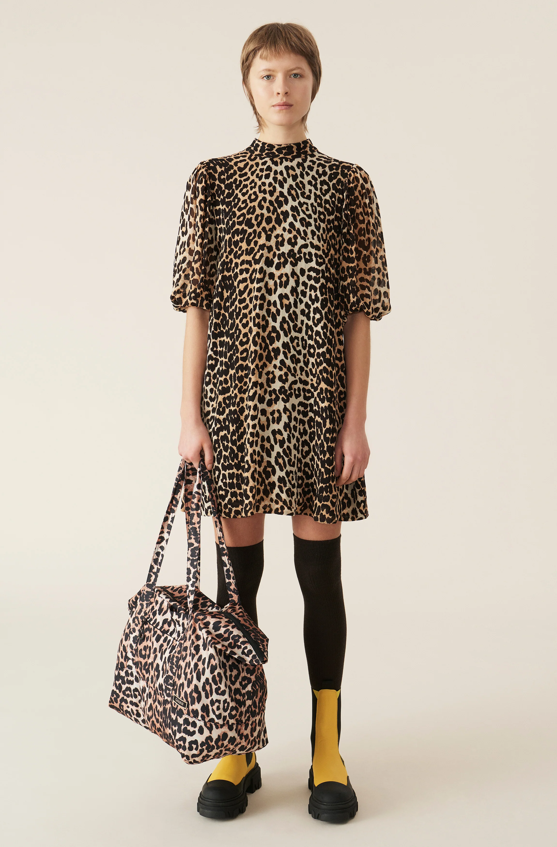 Print Georgette Mini Dress | Leopard - Image 2