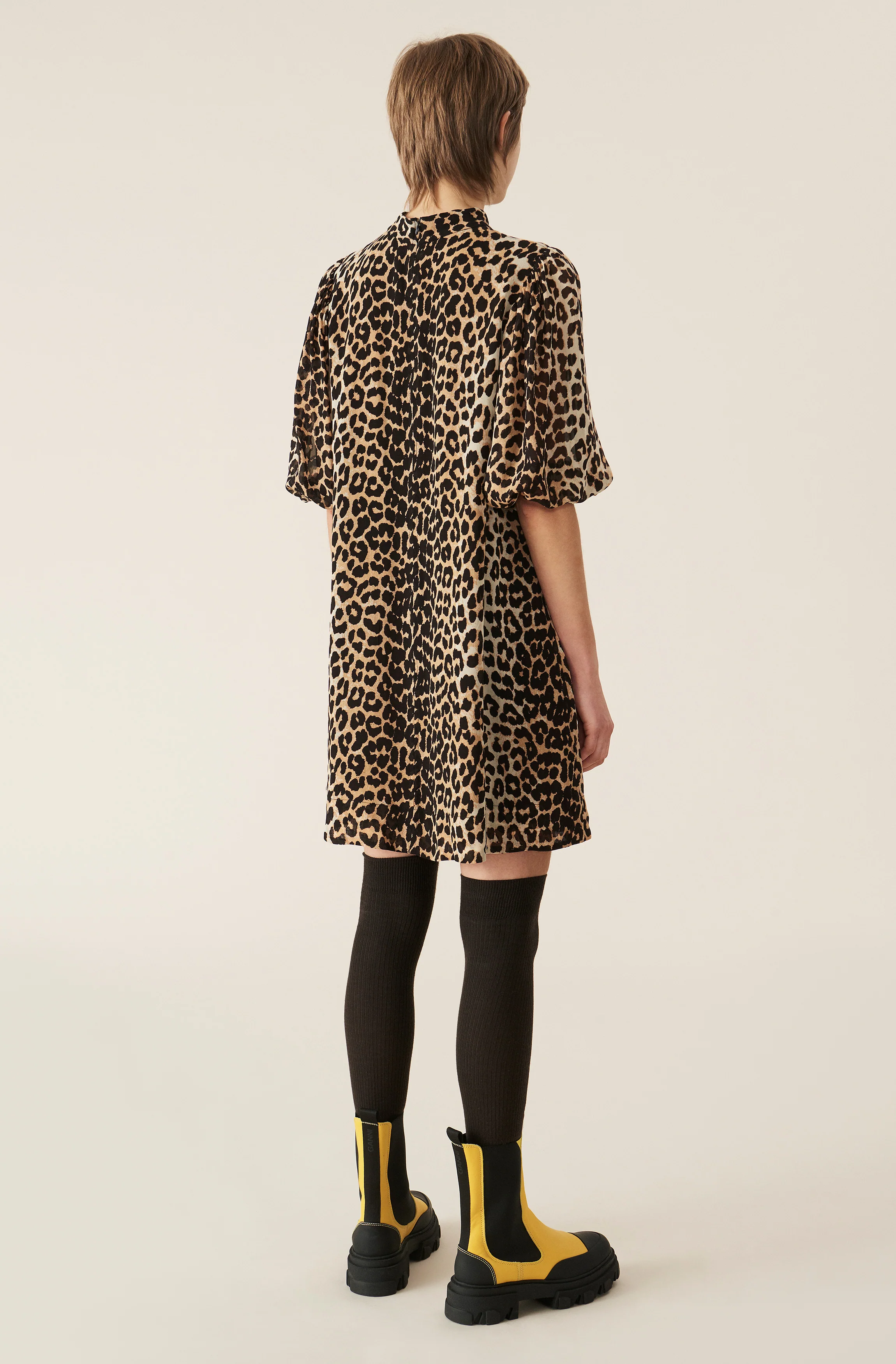 Print Georgette Mini Dress | Leopard - Image 3