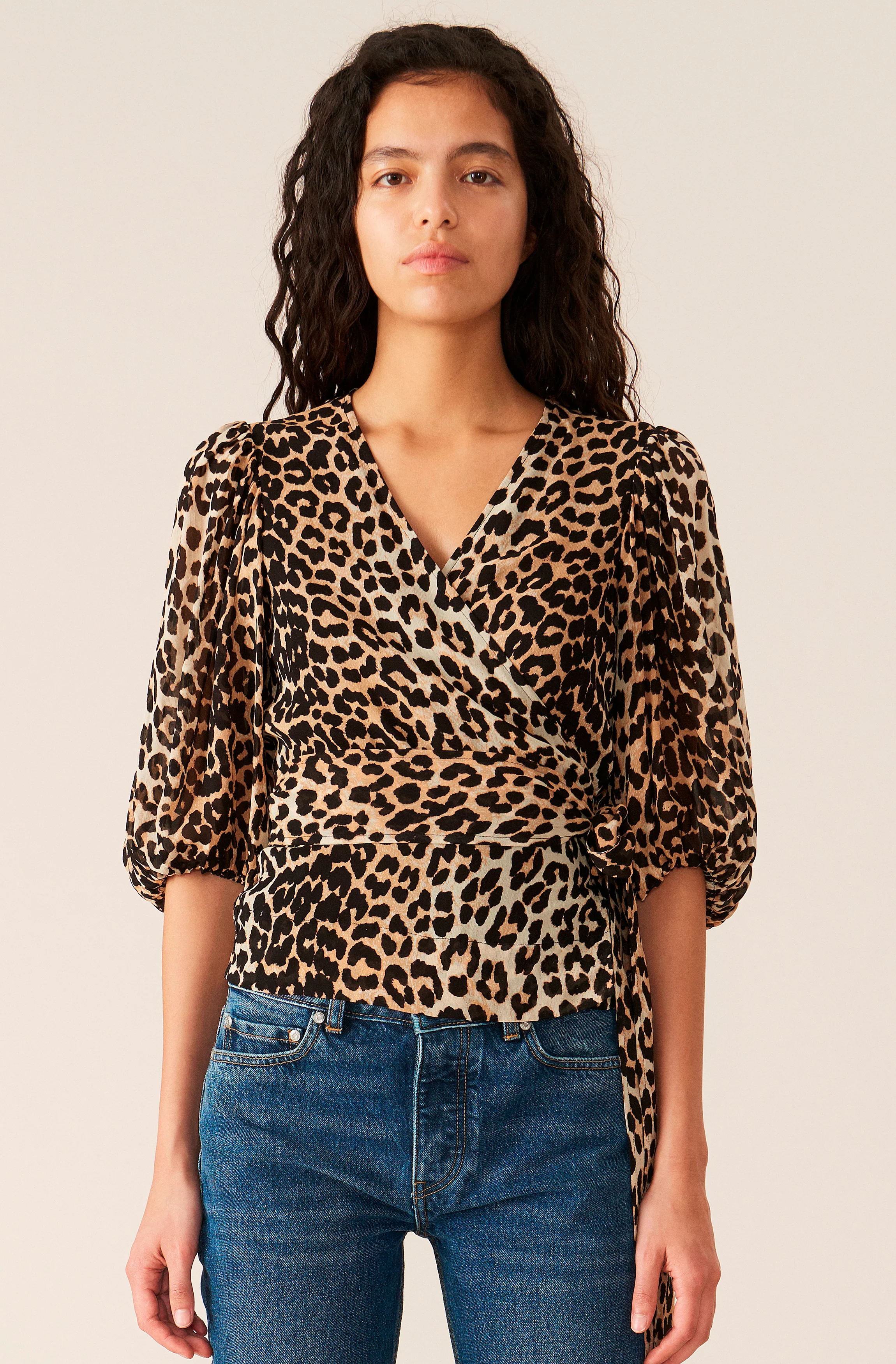 Print Wrap Blouse | Leopard - Image 2