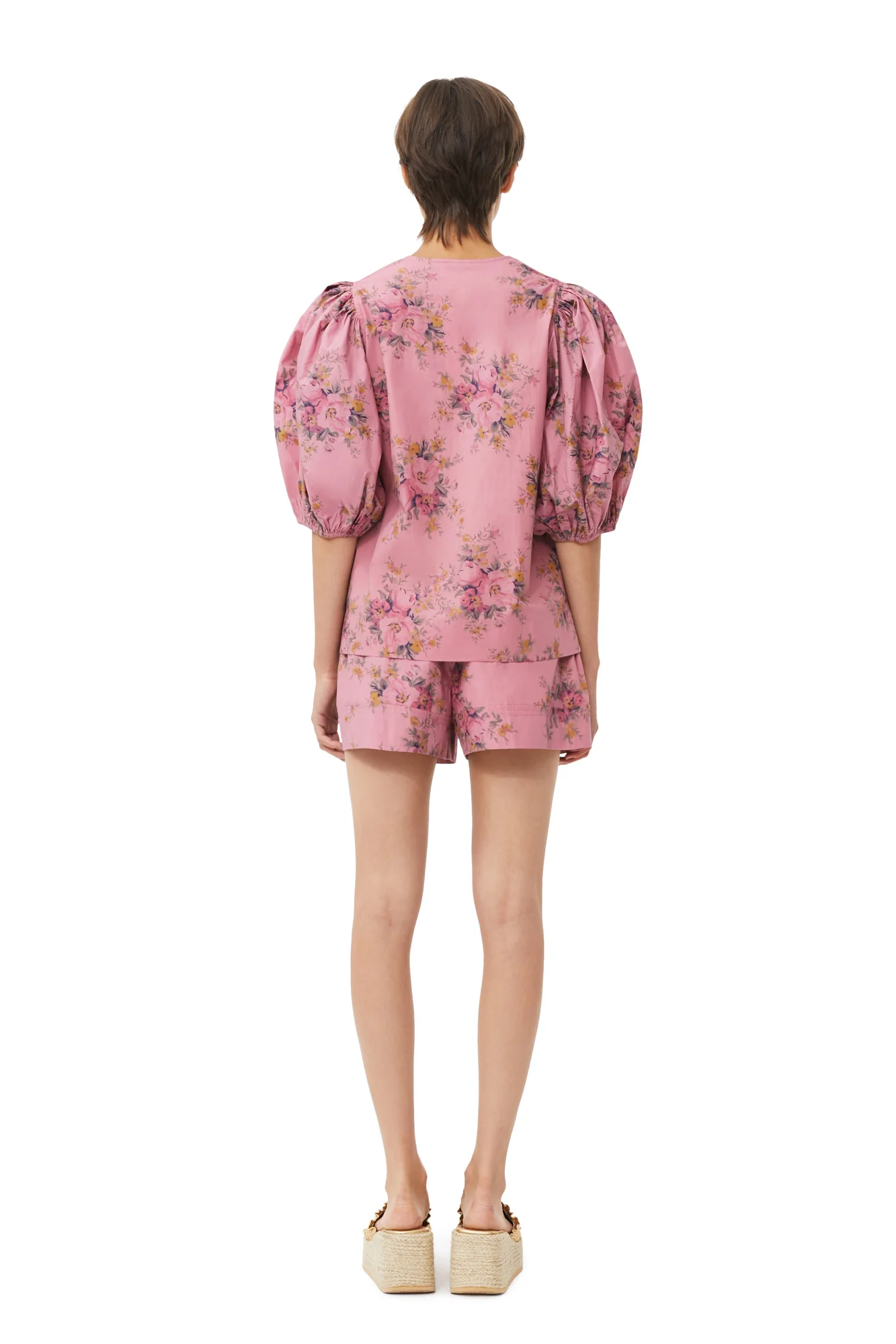 Printed Cotton Elasticated Shorts | Orchid Smoke - Image 5