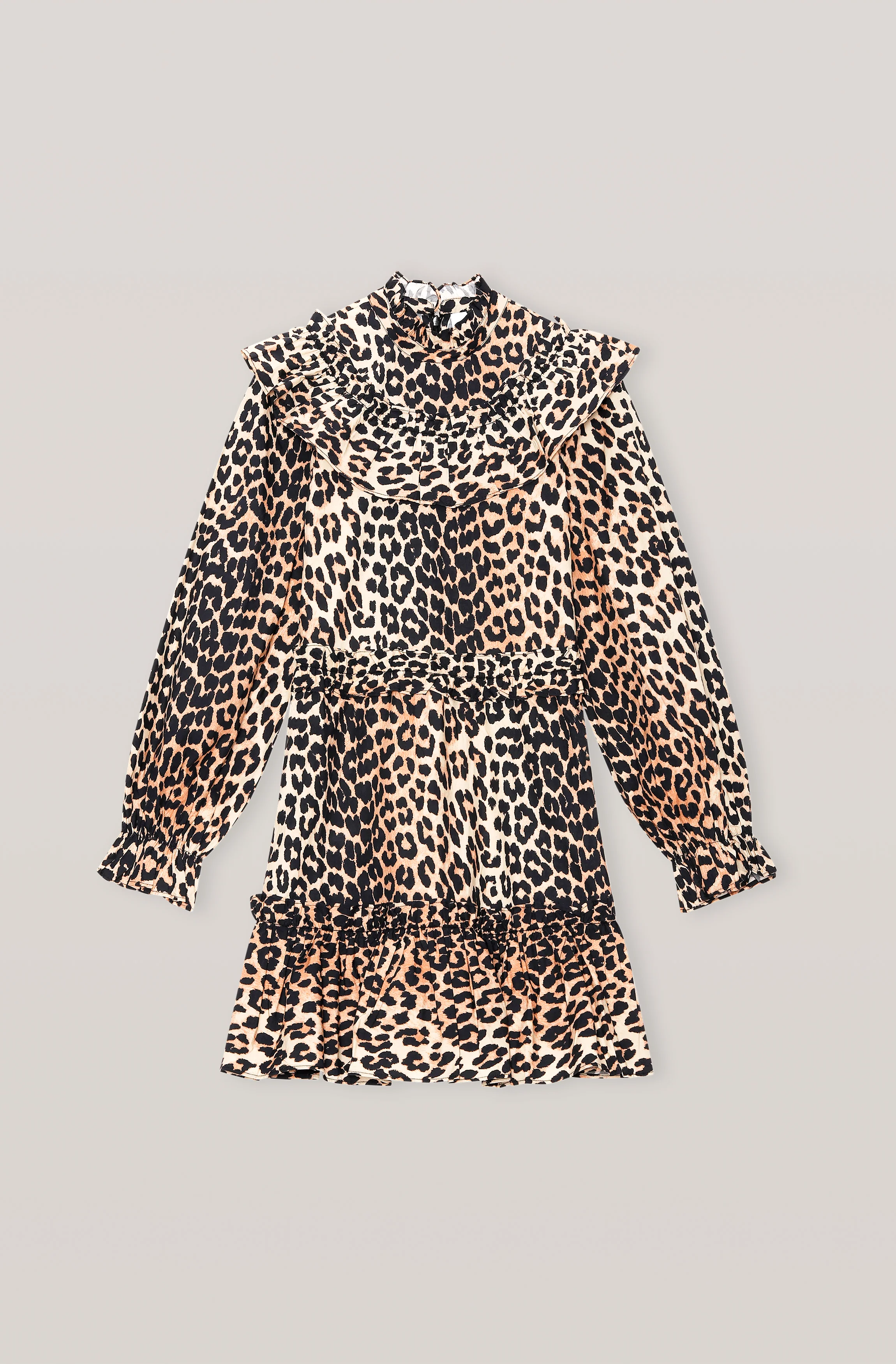 Printed Cotton Frill Dress | Leopard
