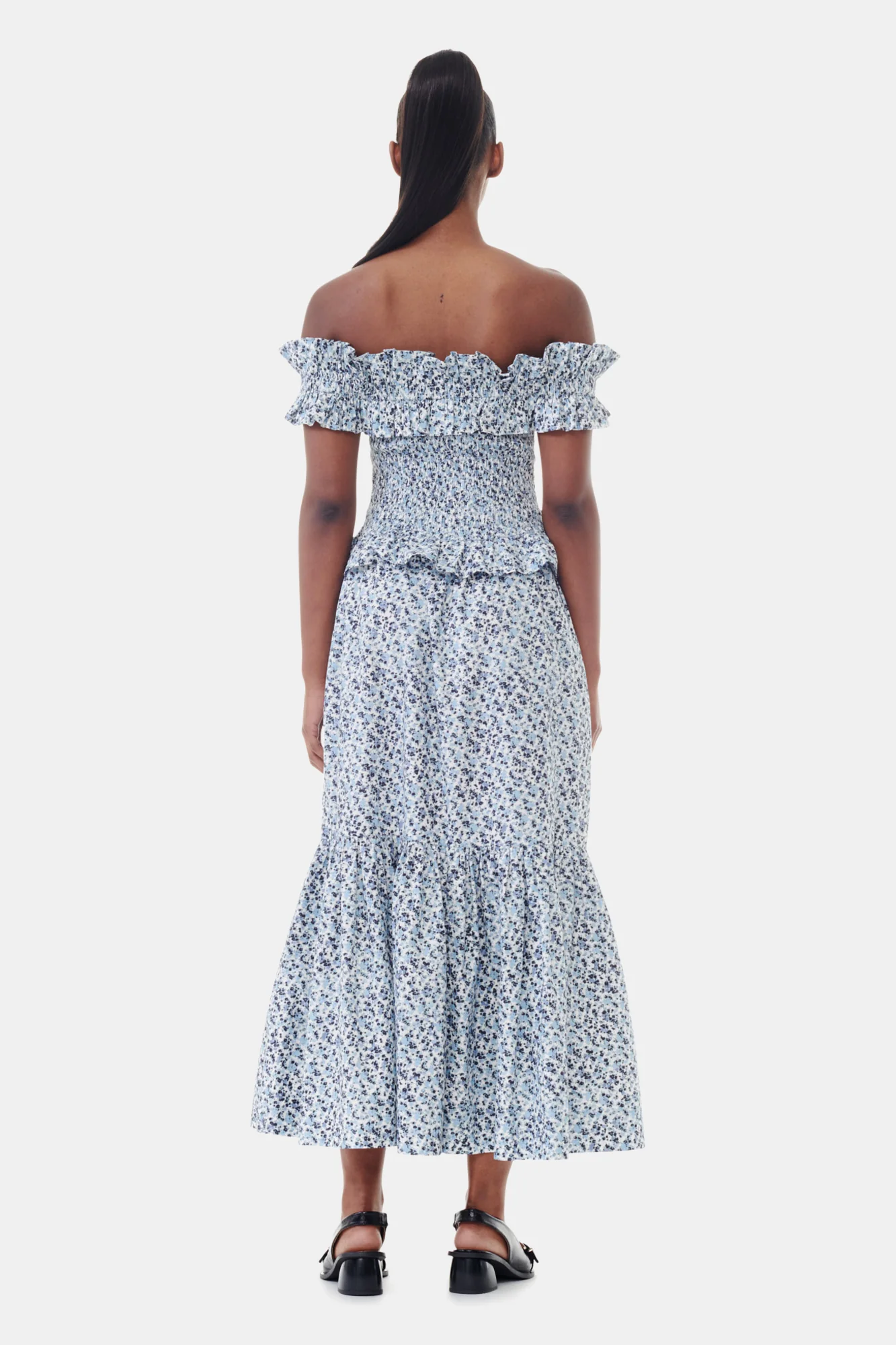 Printed Cotton Maxi Flounce Skirt | Glacier Lake - Image 5