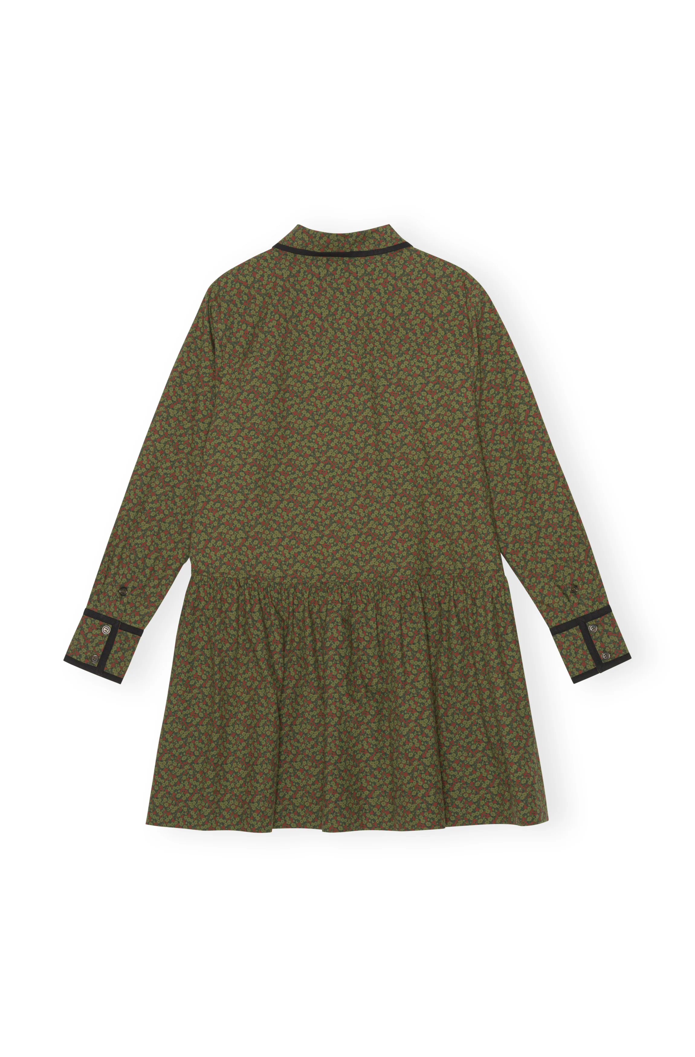 Printed Cotton Mini Shirt Dress | Avocado - Image 2