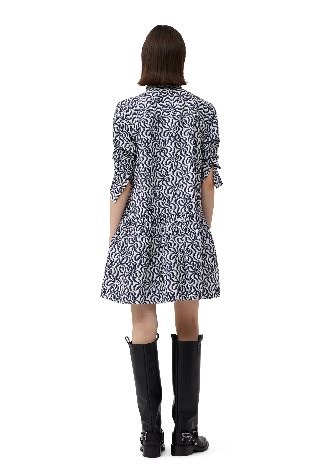 Printed Cotton Mini Shirt Dress | Egret - Image 2
