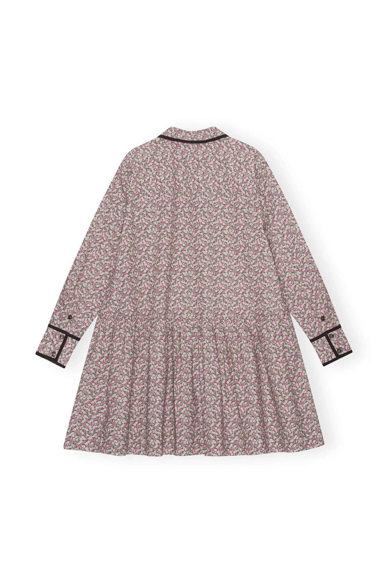 Printed Cotton Mini Shirt Dress | Frost Gray - Image 2