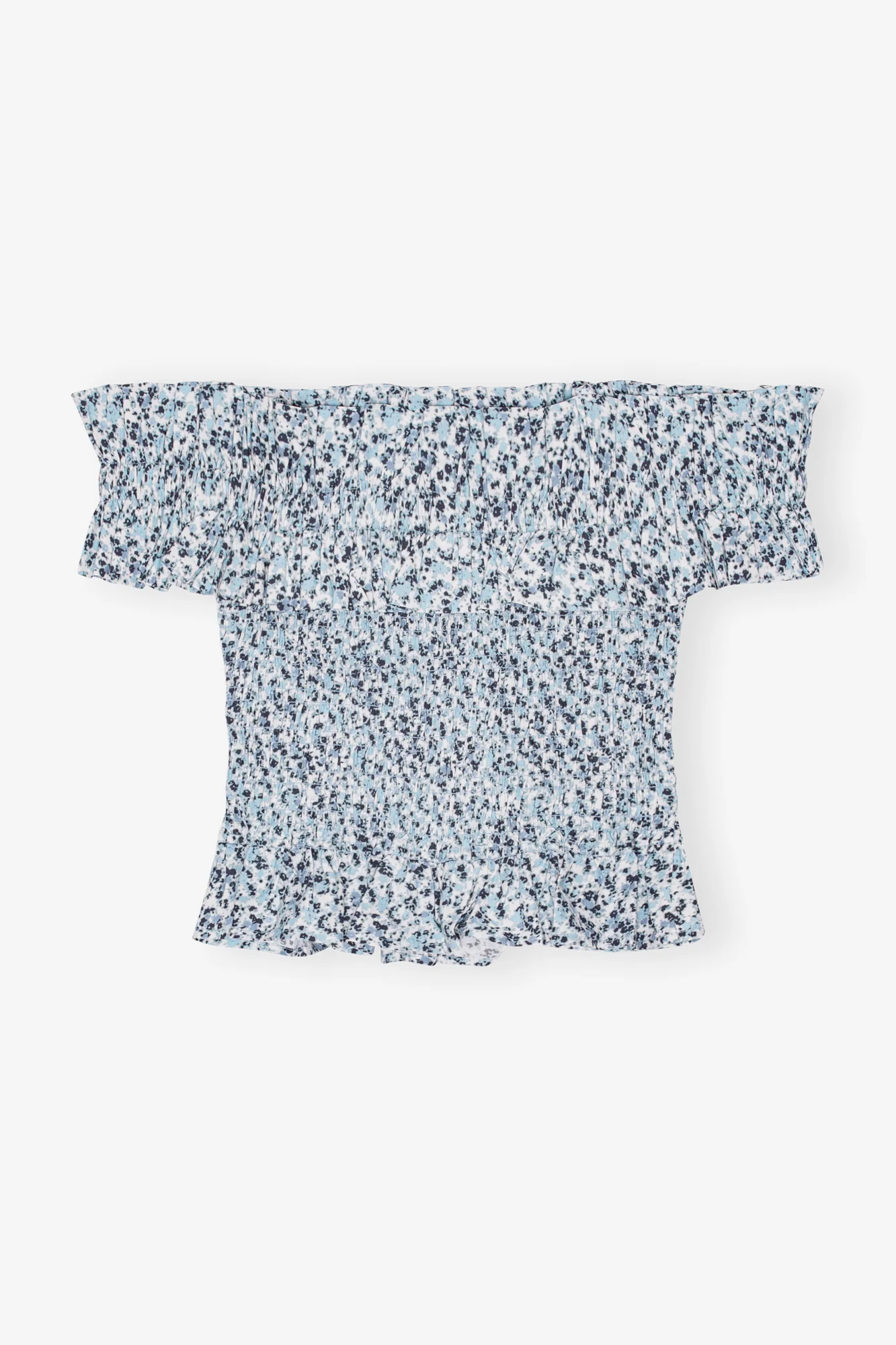 Printed Cotton Off-shoulder Smock Top | Glacier Lake - Image 2