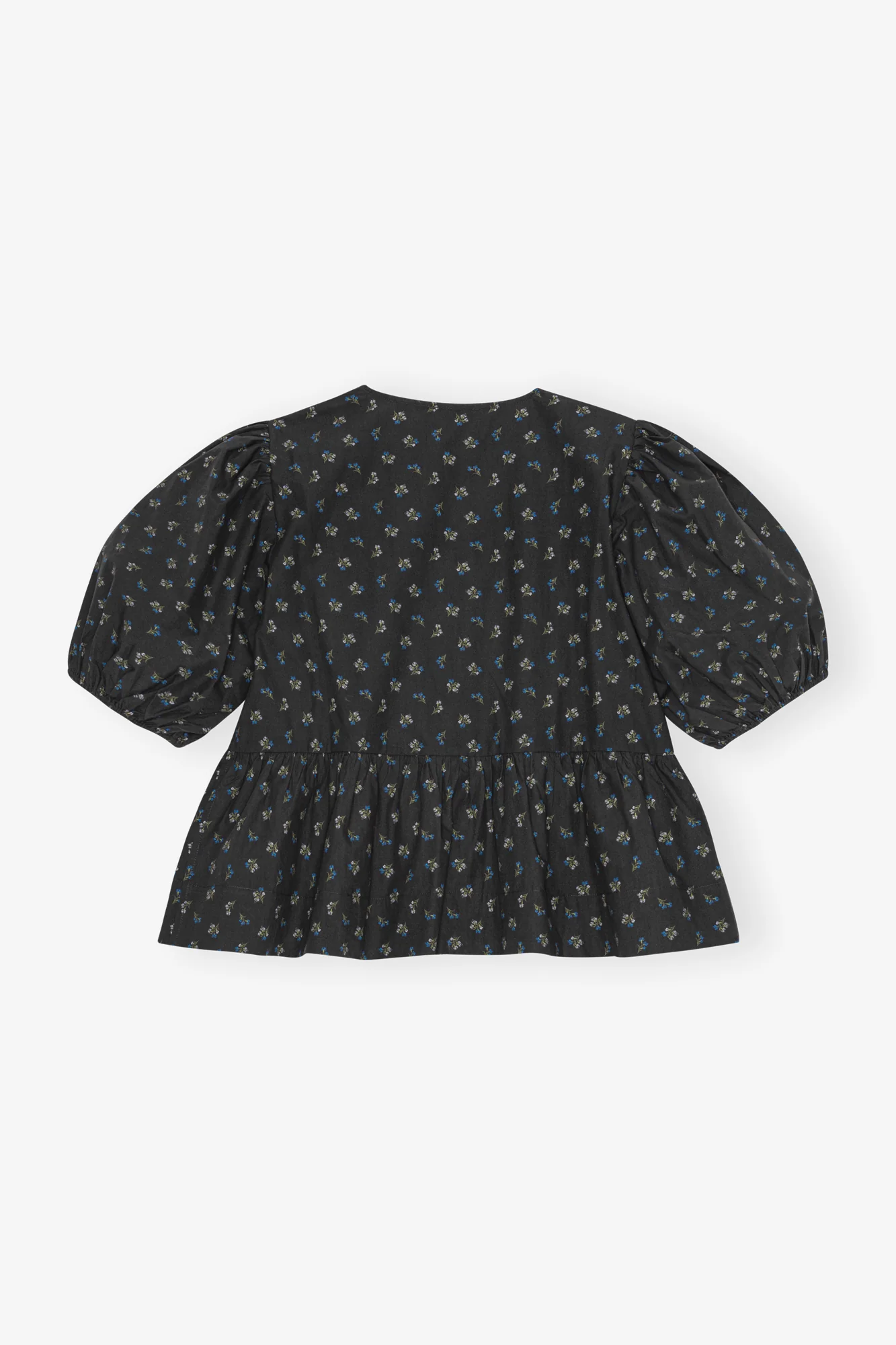 Printed Cotton Peplum Blouse | Phantom - Image 2