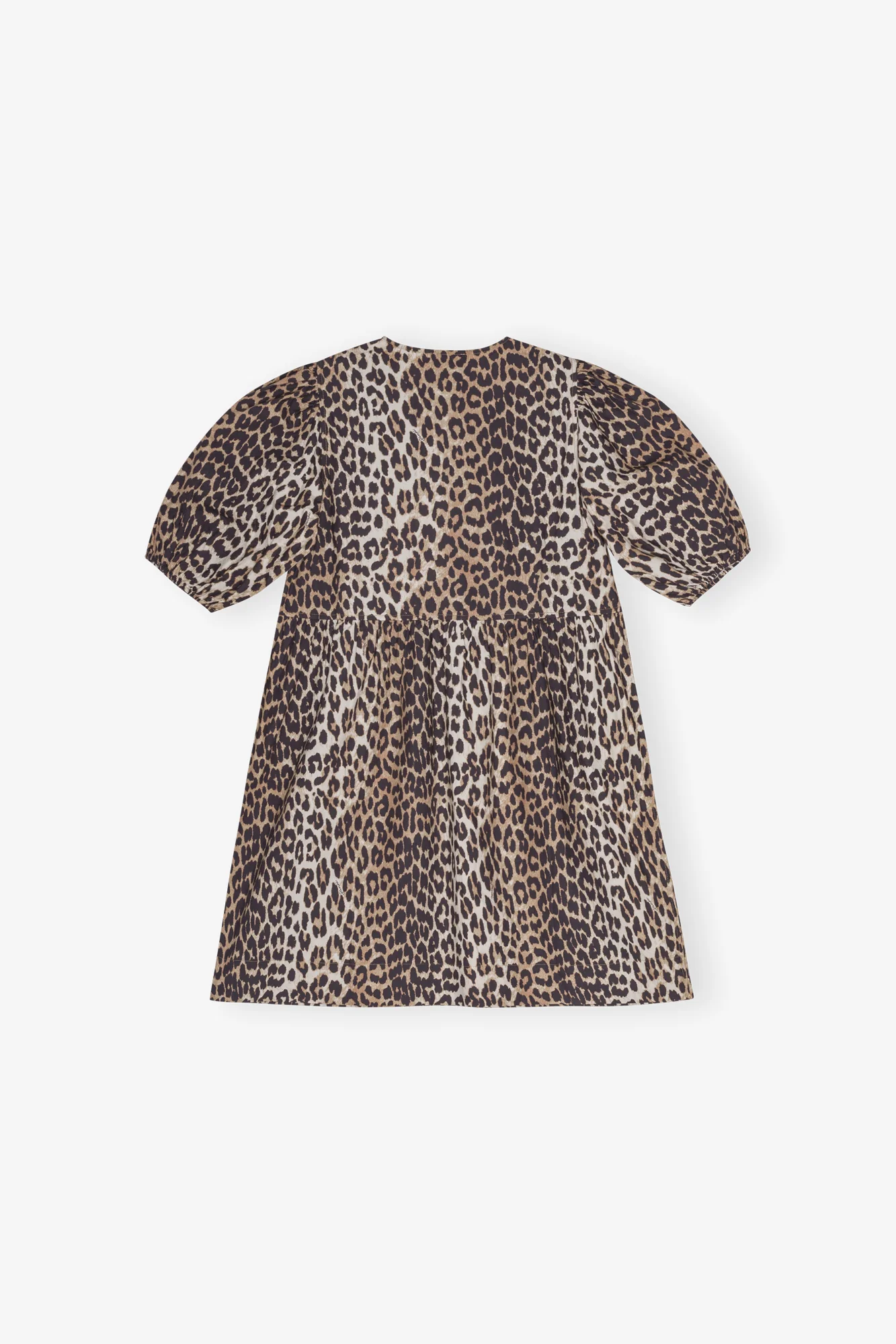 Printed Cotton Tie String Mini Dress | Leopard - Image 3