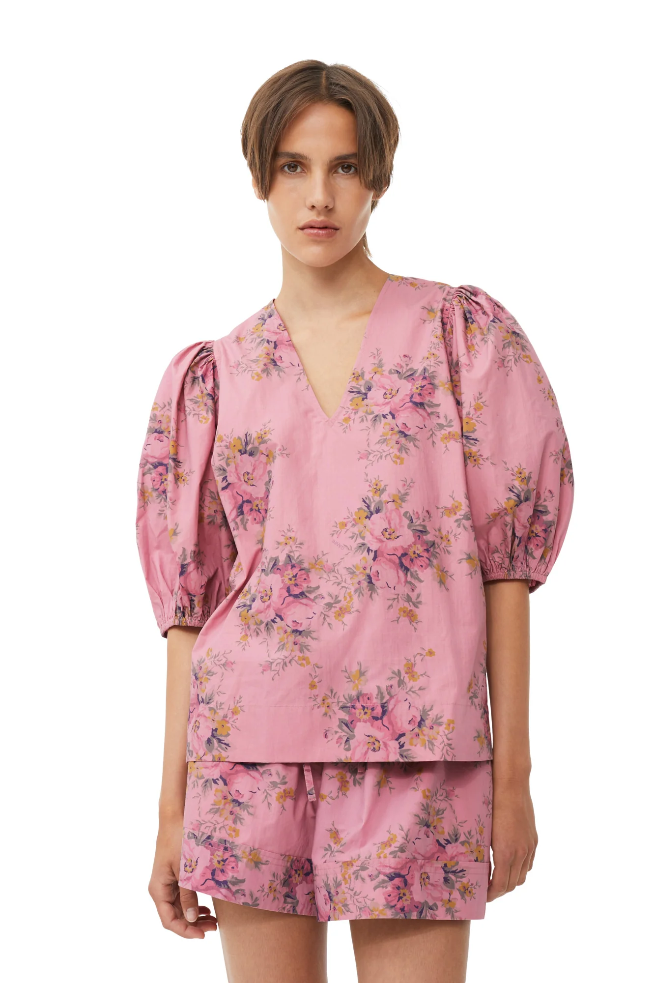 Printed Cotton V-Neck Blouse | Orchid Smoke - Image 3