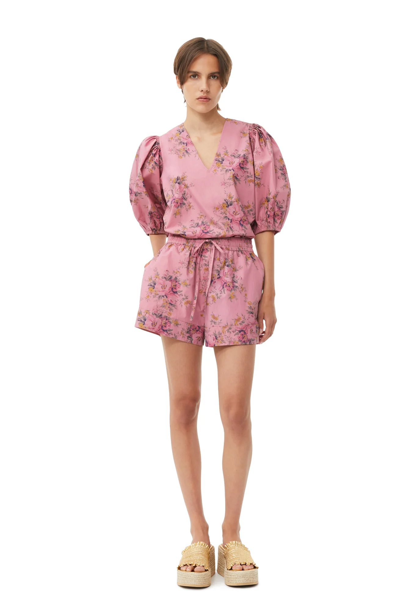 Printed Cotton V-Neck Blouse | Orchid Smoke - Image 4