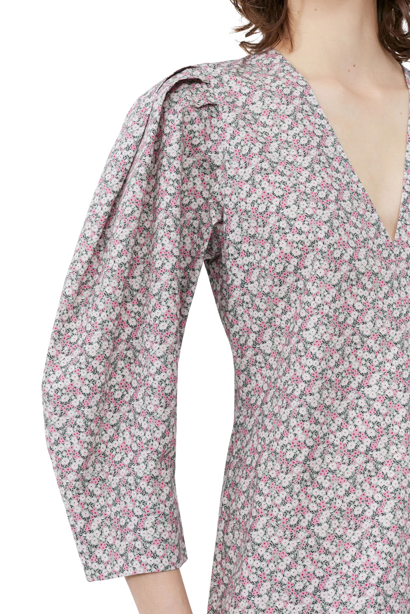 Printed Cotton V-Neck Maxi Dress | Frost Gray - Image 6