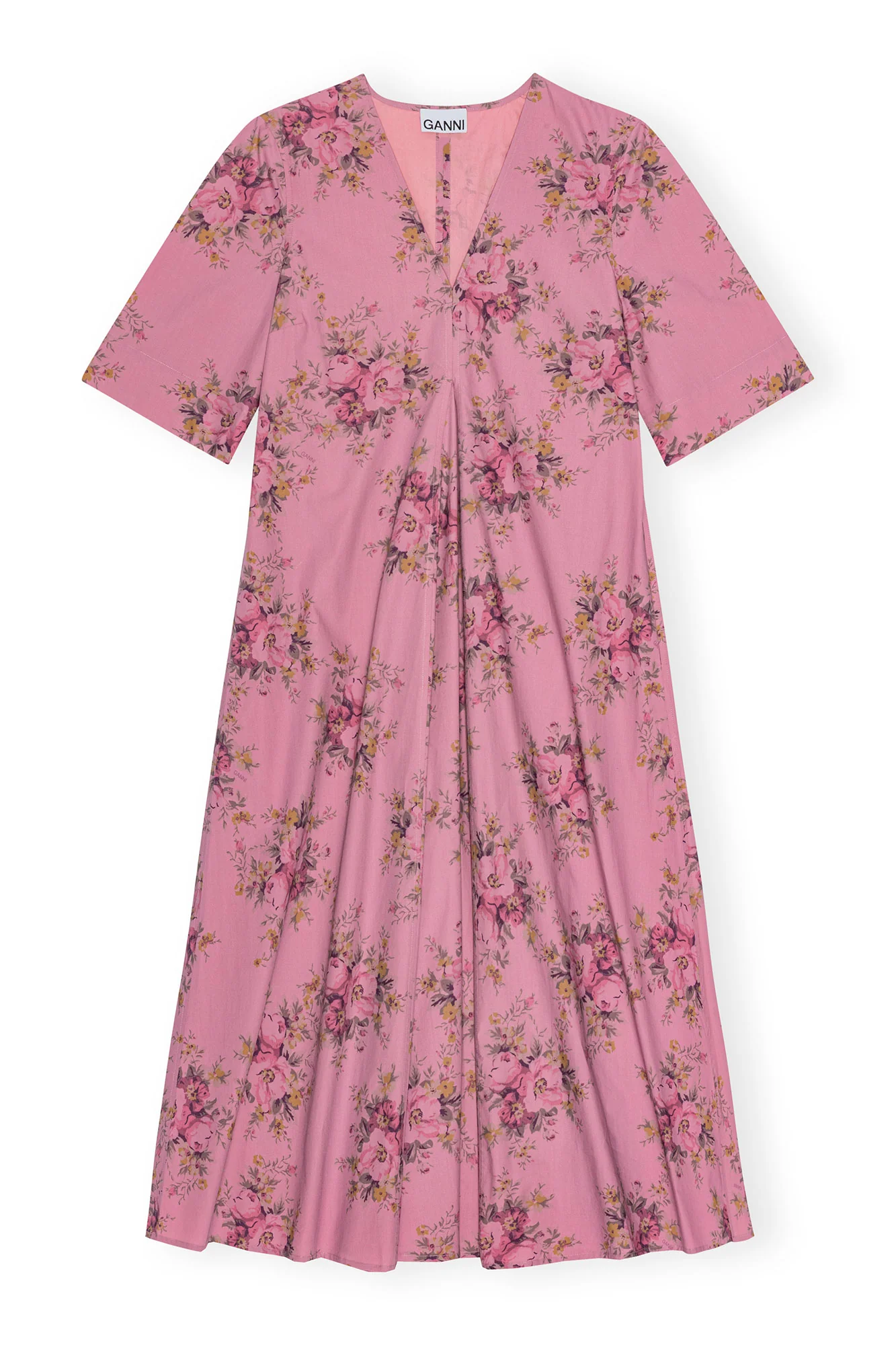Printed Cotton V-Neck Maxi Dress | Orchid Smoke