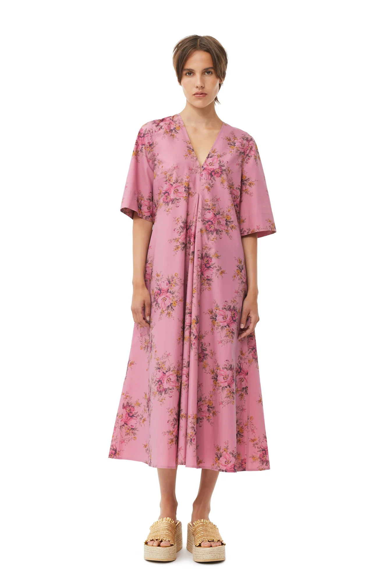 Printed Cotton V-Neck Maxi Dress | Orchid Smoke - Image 3