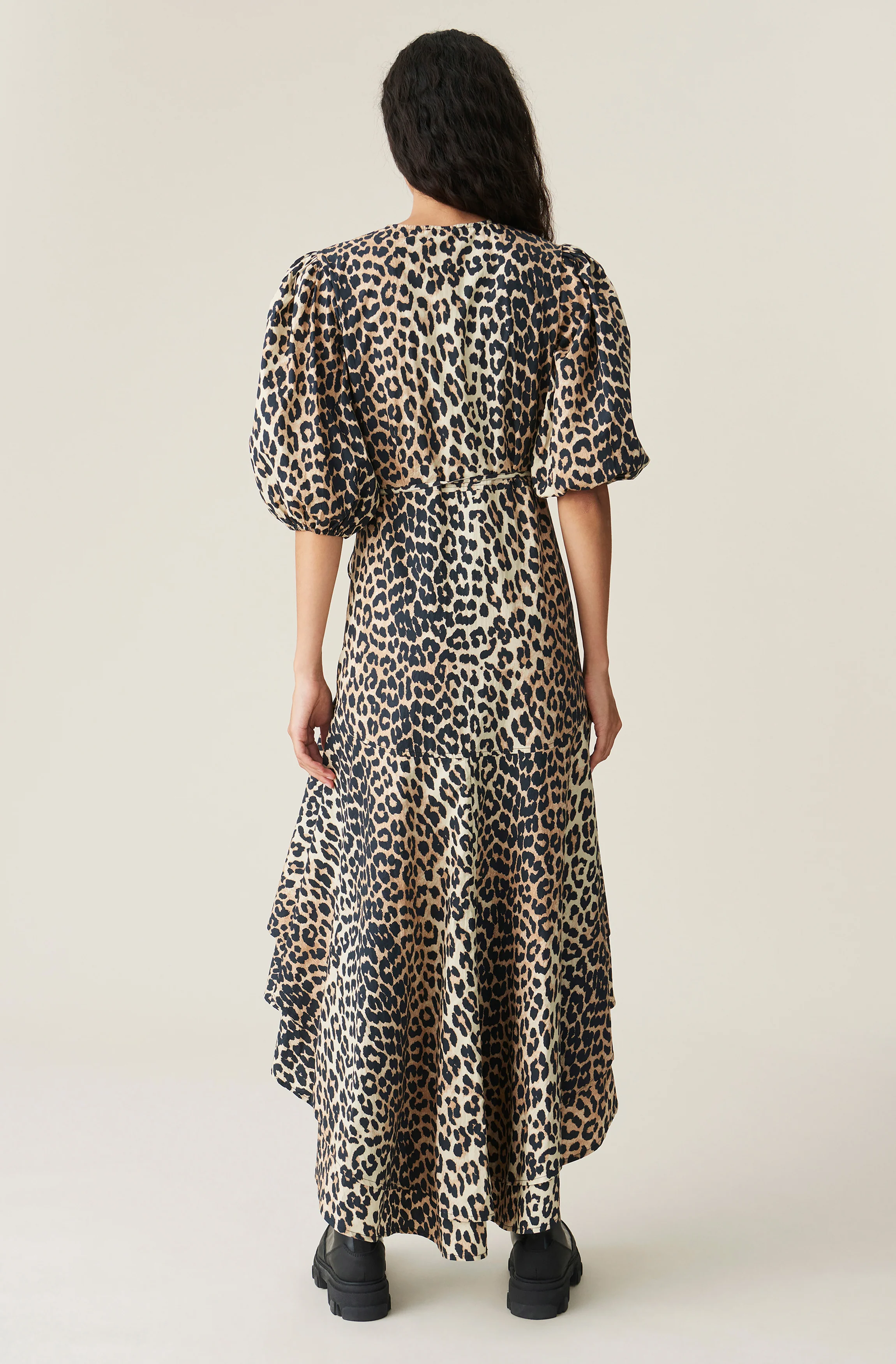 Printed Cotton Wrap Dress | Leopard - Image 3