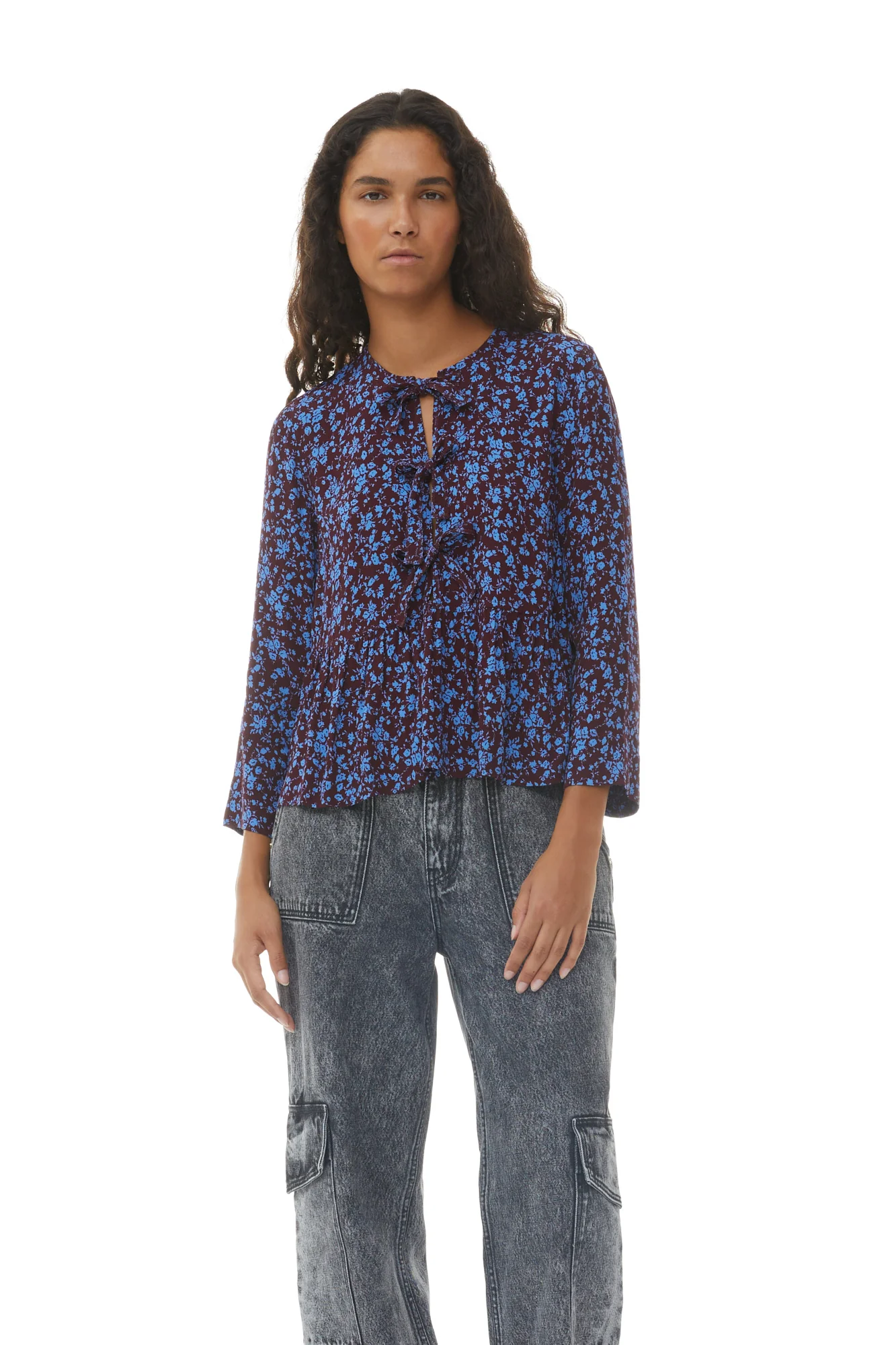 Printed Crepe Peplum Blouse | Port Royale - Image 5