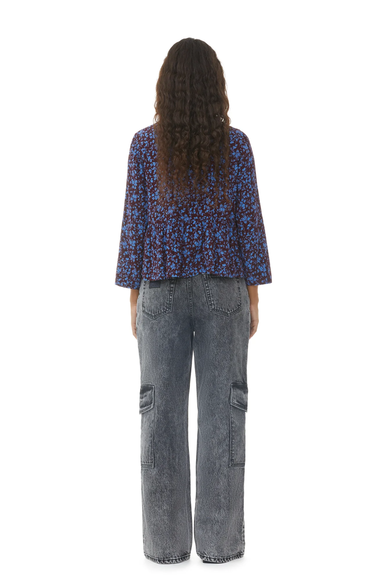 Printed Crepe Peplum Blouse | Port Royale - Image 8