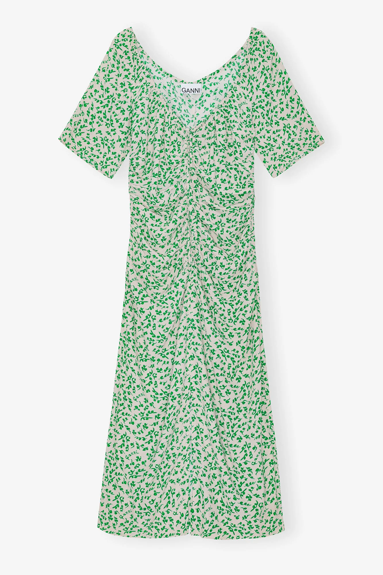 Printed Crepe U-neck Midi Dress | Tapioca - Image 2