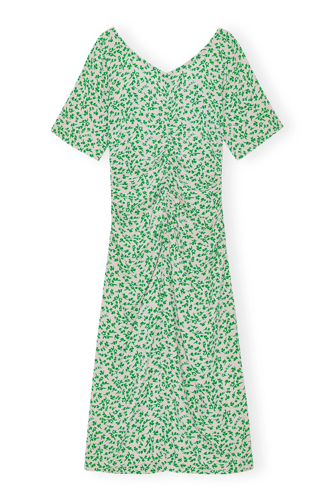 Printed Crepe U-neck Midi Dress | Tapioca - Image 3