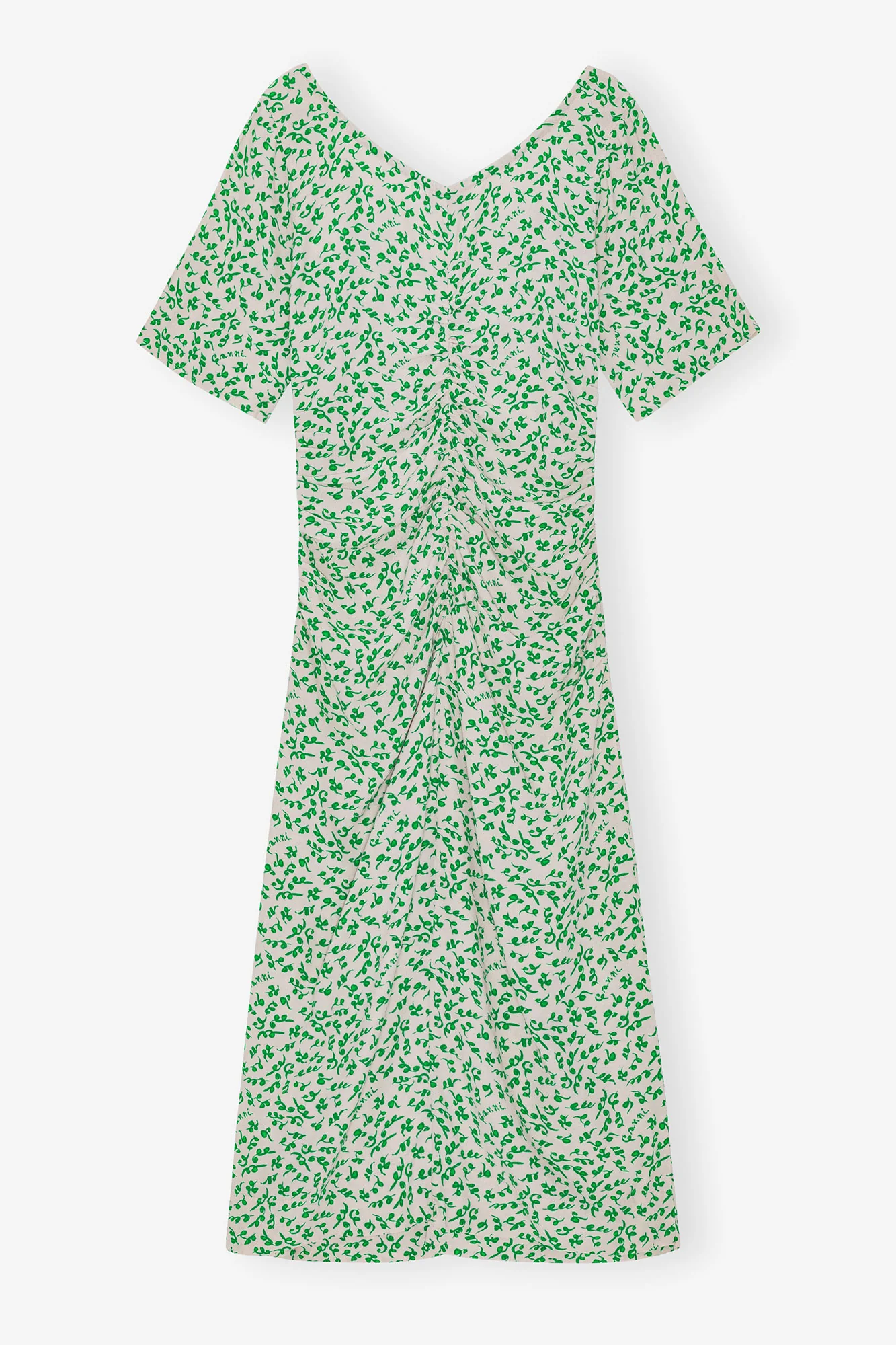 Printed Crepe U-neck Midi Dress | Tapioca - Image 4