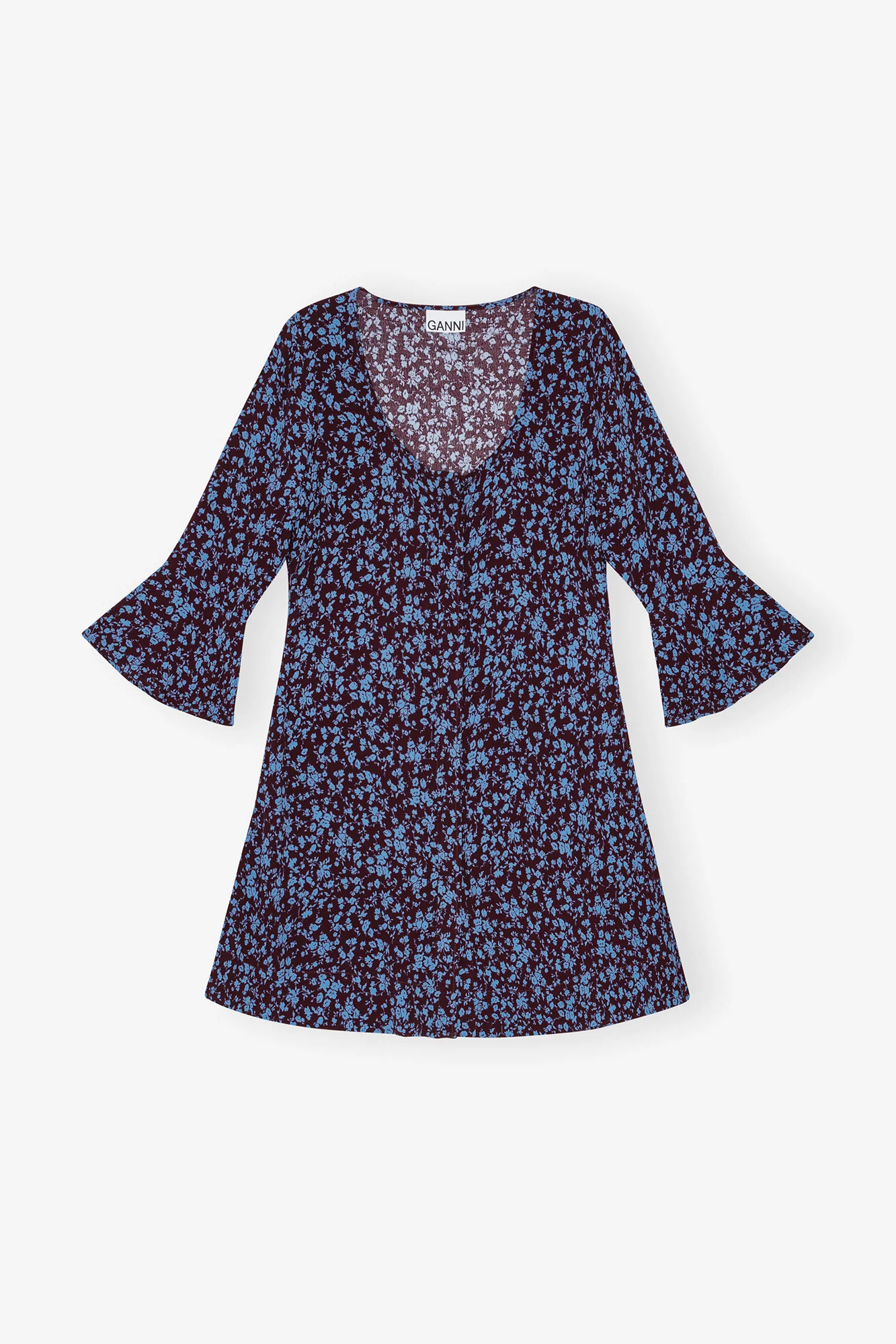 Printed Crepe U-neck Mini Dress | Port Royale - Image 2