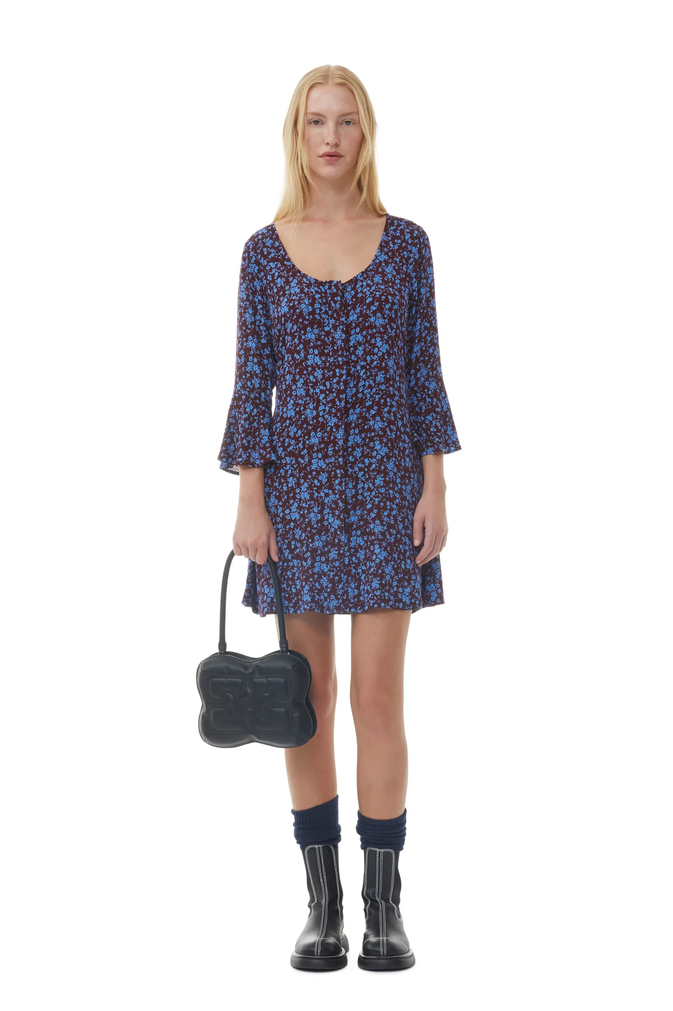 Printed Crepe U-neck Mini Dress | Port Royale - Image 5